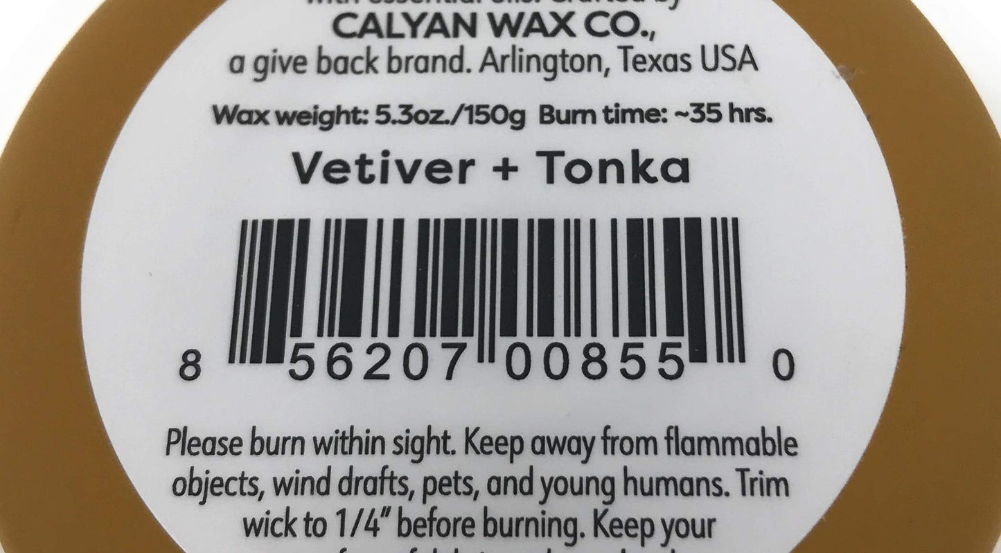 Calyan Wax Co., Candle Matte Gold Vetiver Tonka 5.3 Ounce
