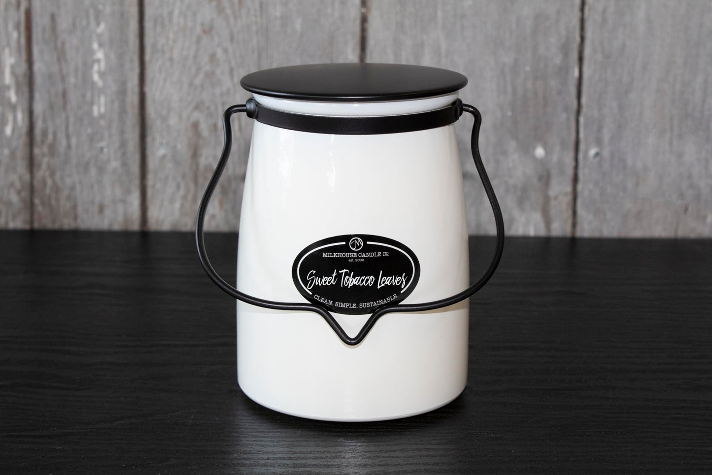 Milkhouse Candle Company Sweet Tobacco Leaves Soy Candle - Honey | Tobacco | Teakwood Scented - 22 oz Butter Jar with Lid, 120+ Hour Burn Time, Made in the USA