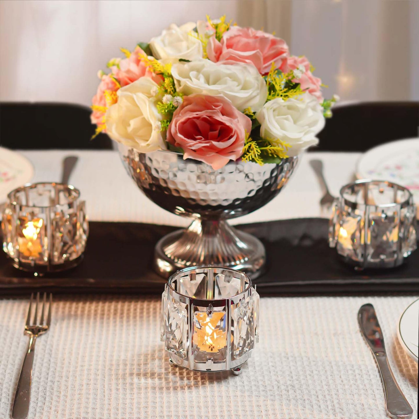 Votive Holder，Gorgeous Gift,Tabletop/Centerpiece Votive Holder (Silver 6)
