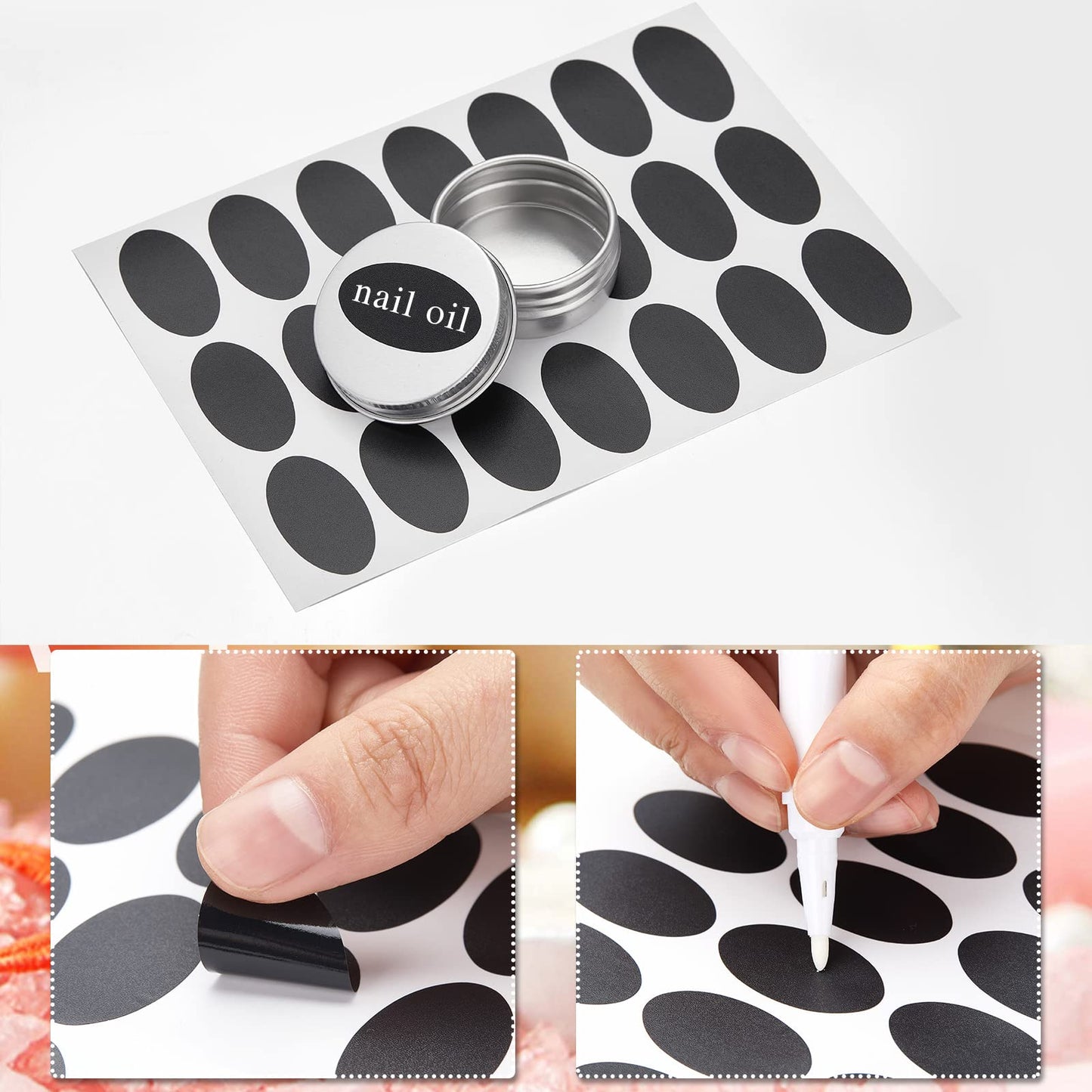 Zubebe 200 Pack Metal Tins with Lids Bulk Screw Top Aluminum Tin Containers Round Tin Cans for Cosmetic Lip Balm DIY Salves Candles Wax with 5 Markers 10 Sheets Label Stickers (Silver,0.5 oz)
