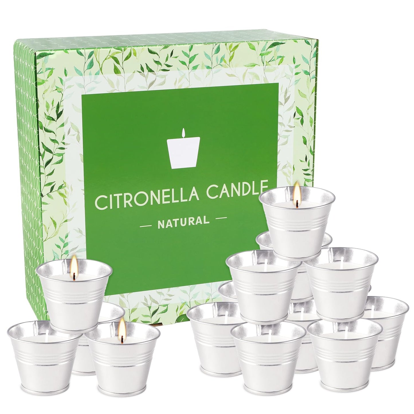 CAKETYCG Outdoors Citronella Candles 32Pack - Garden Citronella Scented Candles, Long Burning, 2 oz Small Tin Candles Gift Sets for Home Patio Yard Indoors, Balcony, Camping BBQ & Summer Parties.