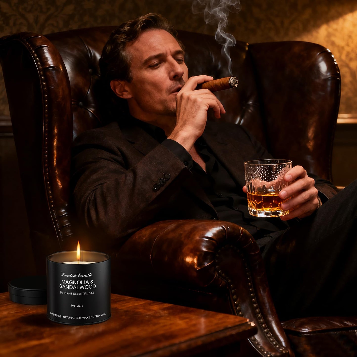 Scented Candles for Men Set - 4 Pack Luxury Soy Wax Candles, 8oz Large Strong Scented Candles, Masculine Essential Oil Candles for Home, Aromatherapy Gift of Dad, Husband, Boyfriend