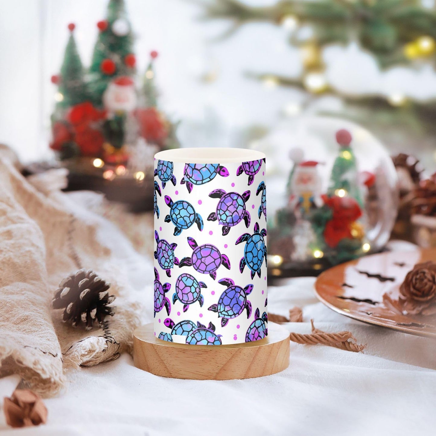 Pigsaly Flameless Candles Battery Operated Bright Colorful Turtles Flickering Led Pillar Candles with Remote Control Colour Changing Warm Light Candles for Halloween Christmas Wedding