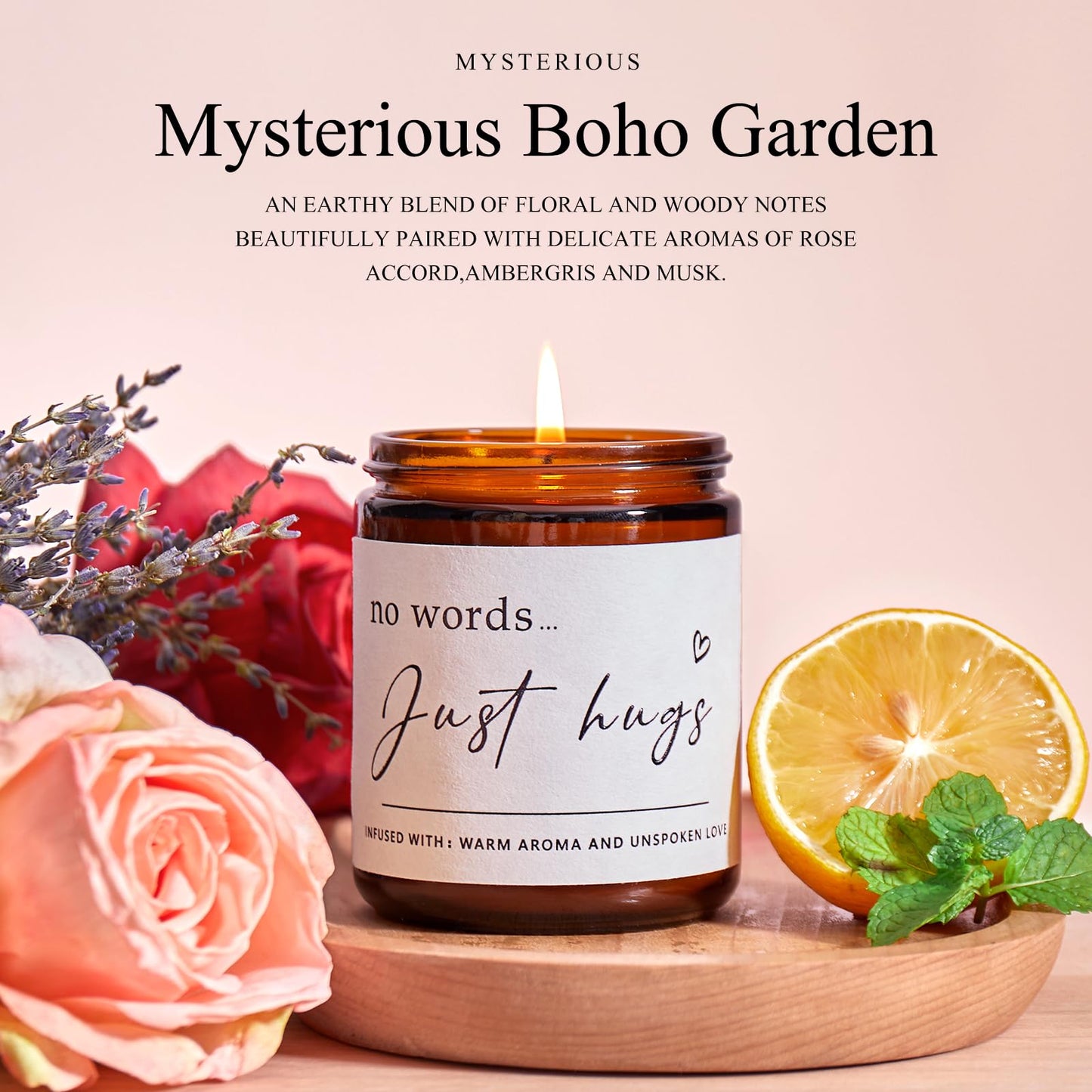 Sympathy Gifts for Loss of Loved One - No Words,Just Hugs Candle,Bereavement Gift, Condolence Gift