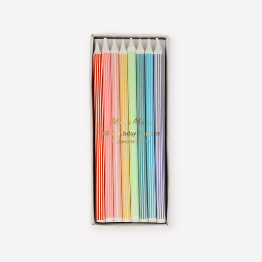 Meri Meri Happy Birthday Candles for Cake (Pack of 16), 2 Sizes of Birthday Cake Candles, Unscented, Meri Meri Candles