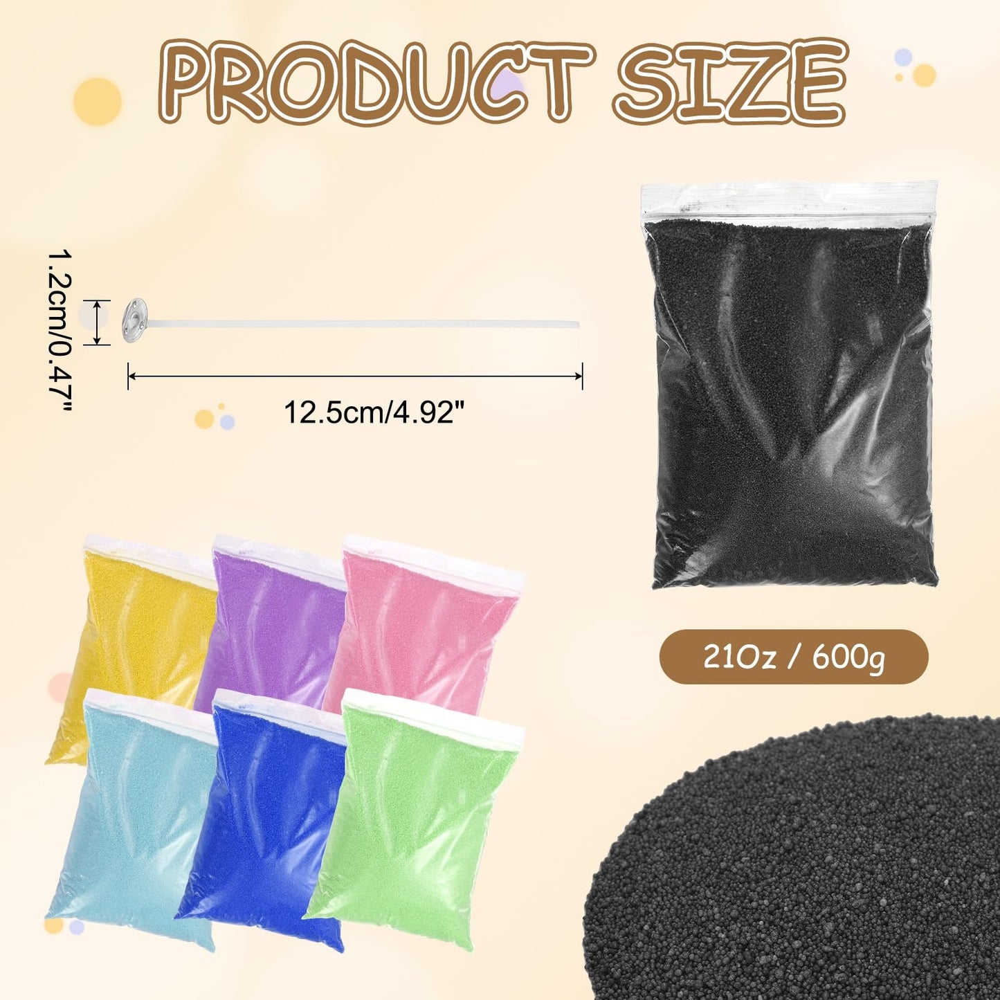 MECCANIXITY Pearled Sand Candles with 50 Pcs Wicks 21Oz / 600g Candle Beads Refillable Powder Sand Wax Making Kit for Thanksgiving Christmas Wedding Party DIY Home Crafts, Black