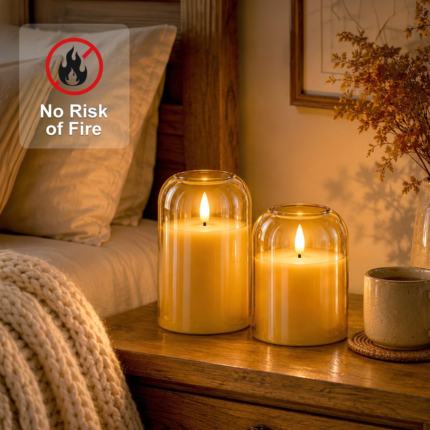 ARIKJ Amber Glass Flameless Candles with Remote, 3-Pack LED Pillar Candles for Classy Fall Decor, Modern Aesthetic Room, Thanksgiving Centerpiece, Boho Shelf, Mantel & Coffee Table