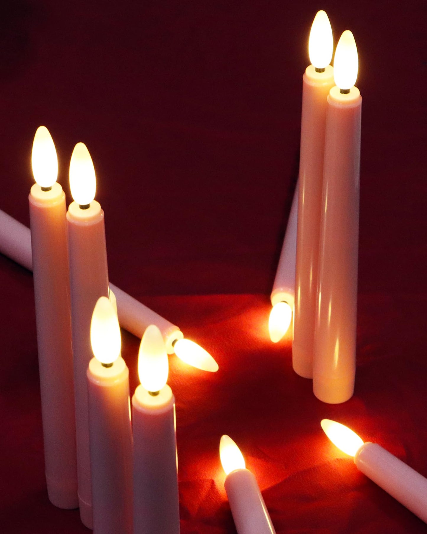 FREEPOWER Pink LED Taper Candles with Remote Flameless Battery Operated Window Candles with 3D Black Wick& Cycle Timer for Table Centerpieces, Christmas and Home Decor, Pack of 6