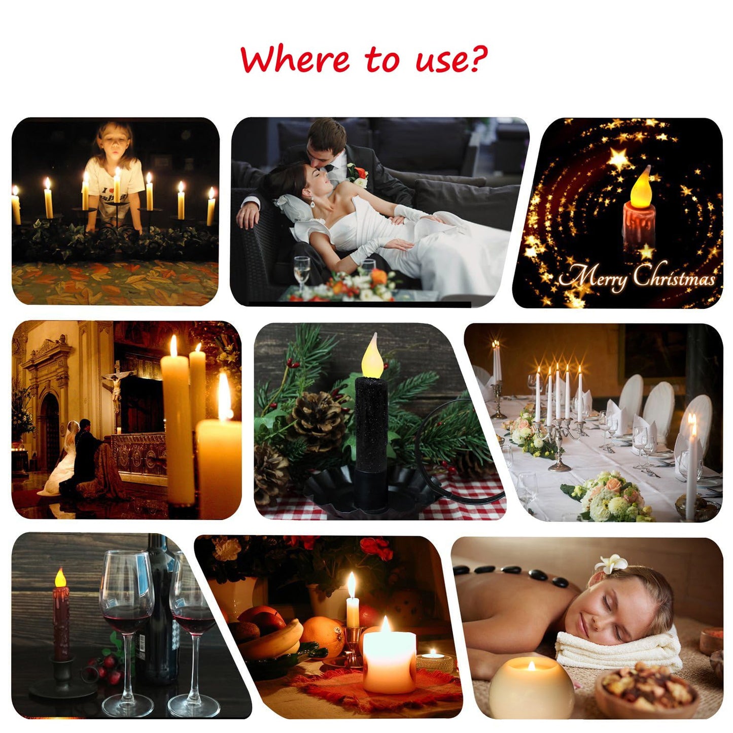 CVHOMEDECO. Glitter Flameless Candles Flickering Battery Operated LED Taper Candles with Timer for Home, Wedding, Halloween, Christmas Decor. Black, 4-3/4 Inch, Set of 2