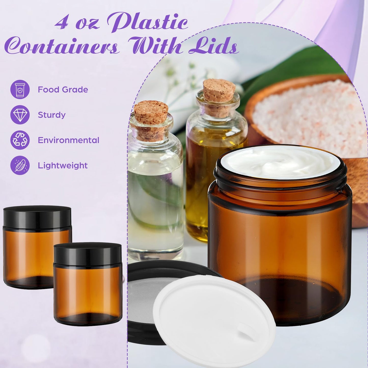 36 Pcs 4 oz Glass Jars with Lids, Clear Candle Jars with Black Lids Round Empty Candles Container Tins Candle Making Storing Lotions Spice Powder Liquid Sample Makeup (Amber)