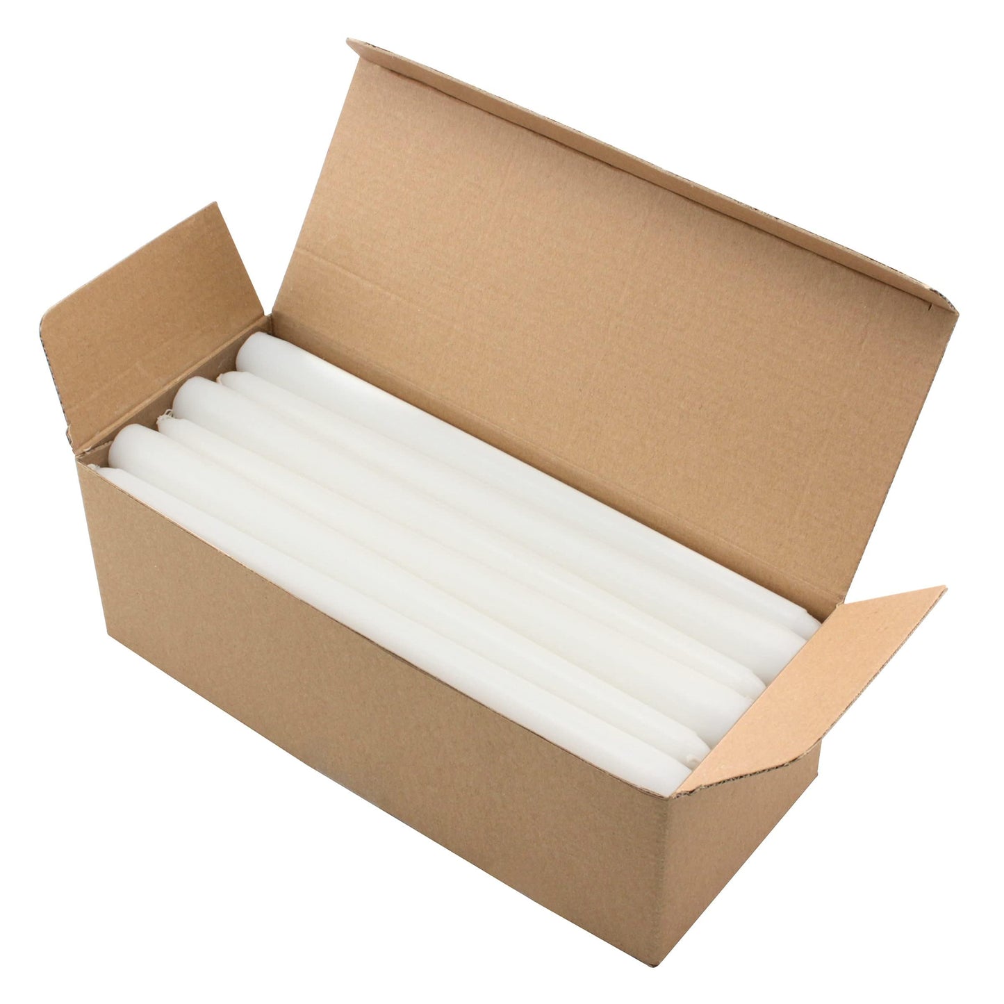 20 Pack White Taper Candles, 10 Hours Burn Time, Unscented, Smokeless and Dripless, 0.8 x 12 Inch Dinner Candle Set for Household, Wedding, Party and Home Décor Candlesticks