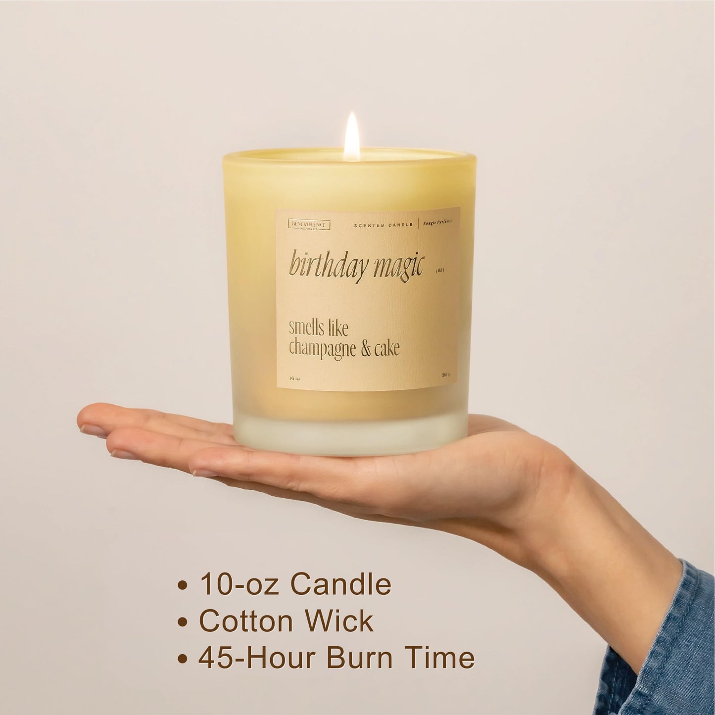 Benevolence LA Birthday Magic Scented Candles | 10 oz, 40-50 Hour Burn | Gifts for Women | Celebration Candle for Best Friend, Mom | Unique Womens Birthday Gift - Smells Like Champagne & Cake