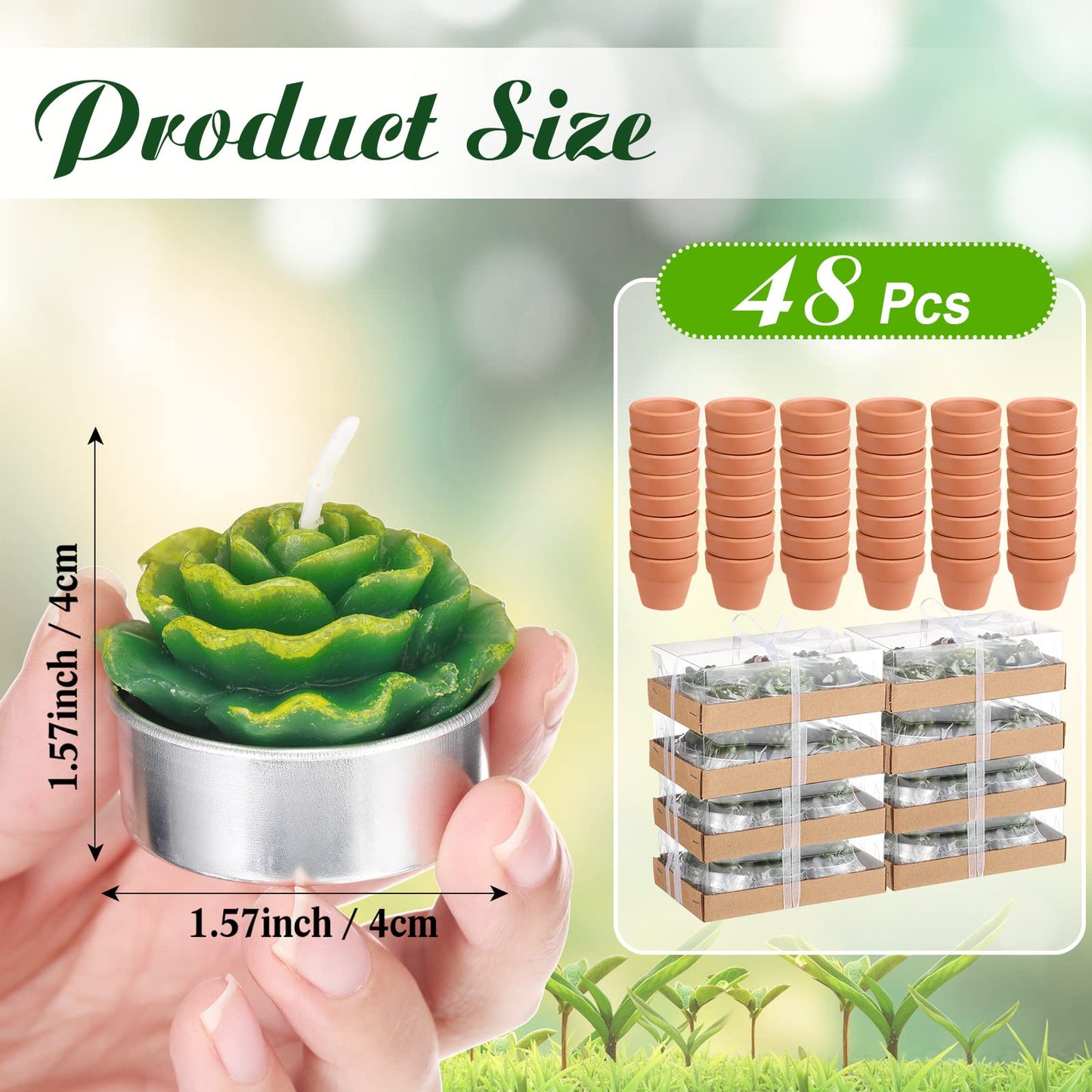 Shihanee 48 Pcs Bulk Succulent Candles Decorative Cactus Tealight Candles Handmade Mini Terracotta Clay Holders House Warming Wedding Baby Shower Spa Mexican Coworkers Teacher Birthday Gifts(Red)