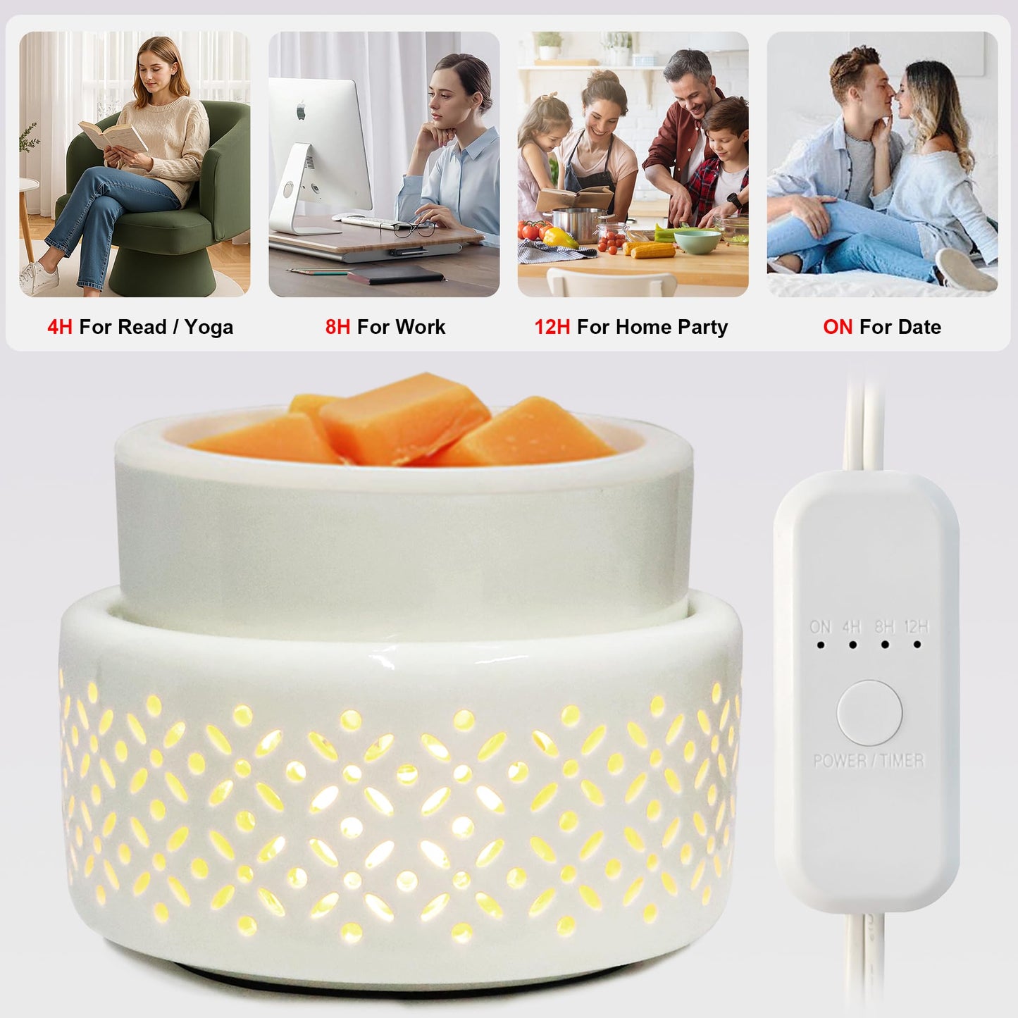 VICTORIA AROMA Cearmic Wax Melt Warmer with Timer - Candle Melter with Silicone Liner Electric Wax Warmer for Scented Wax, Fragrance Oil Burner for Home, Office, Bedroom Decor, and Gifts