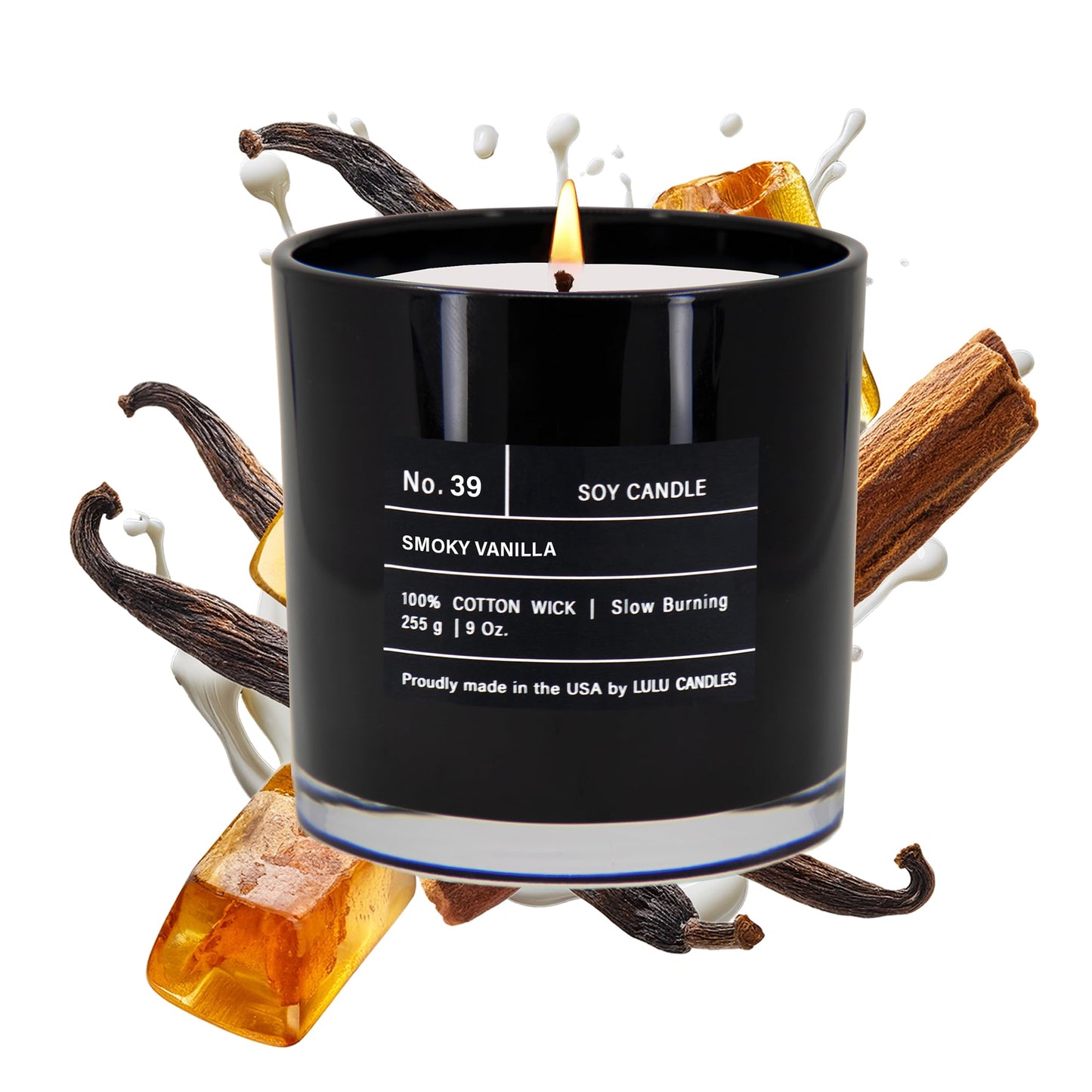 Lulu Candles | Smokey Vanilla | Smells Like Wood & Vanilla | Luxury Scented Soy Jar Candle | Hand Poured in The USA | Highly Scented Long Lasting (9 Oz.)
