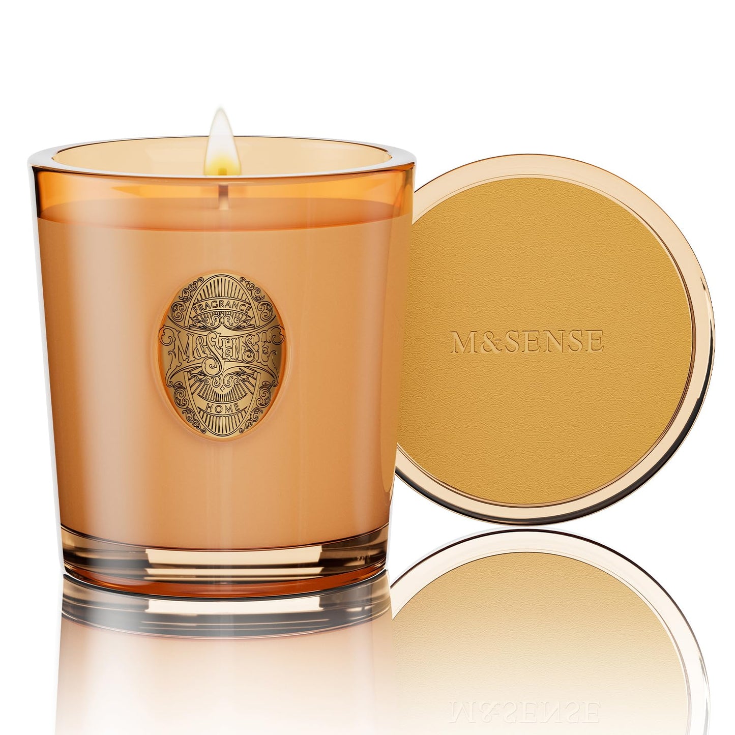 M&SENSE Natural Soy Candle | Pumpkin Apple Pie & Orange | 9.2 oz, 50H Burn Time | Luxury Scented Candle for Relaxation, Gifting, Home Décor | Ideal for Bedroom, Office, Party Ambiance