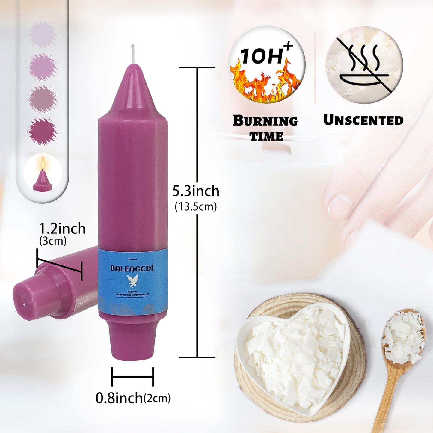 Handmade Unscented Taper Candles Long Lasting Burn Candles Gradient Purple Candles 5inch Short Candlesticks Elegant Design for Home Décor Weddings Festive Seasons