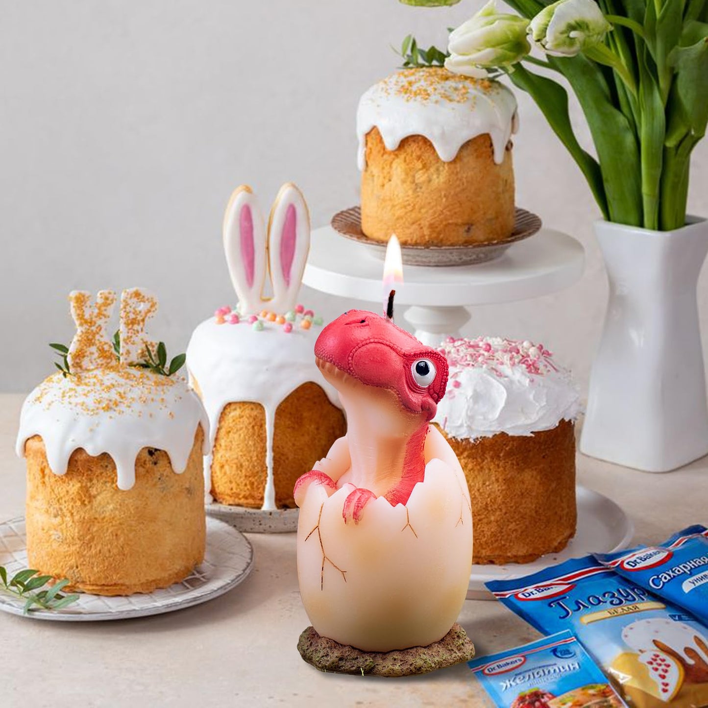 Dinosaur Baby Candle for Baby Shower Birthday Easter Party Children