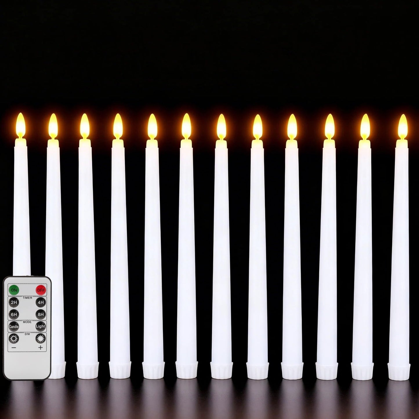 Ni-JASW White Flameless Taper Candles with Remote, Flickering Battery LED Candlesticks Spring Home Candle Decor Set of 12