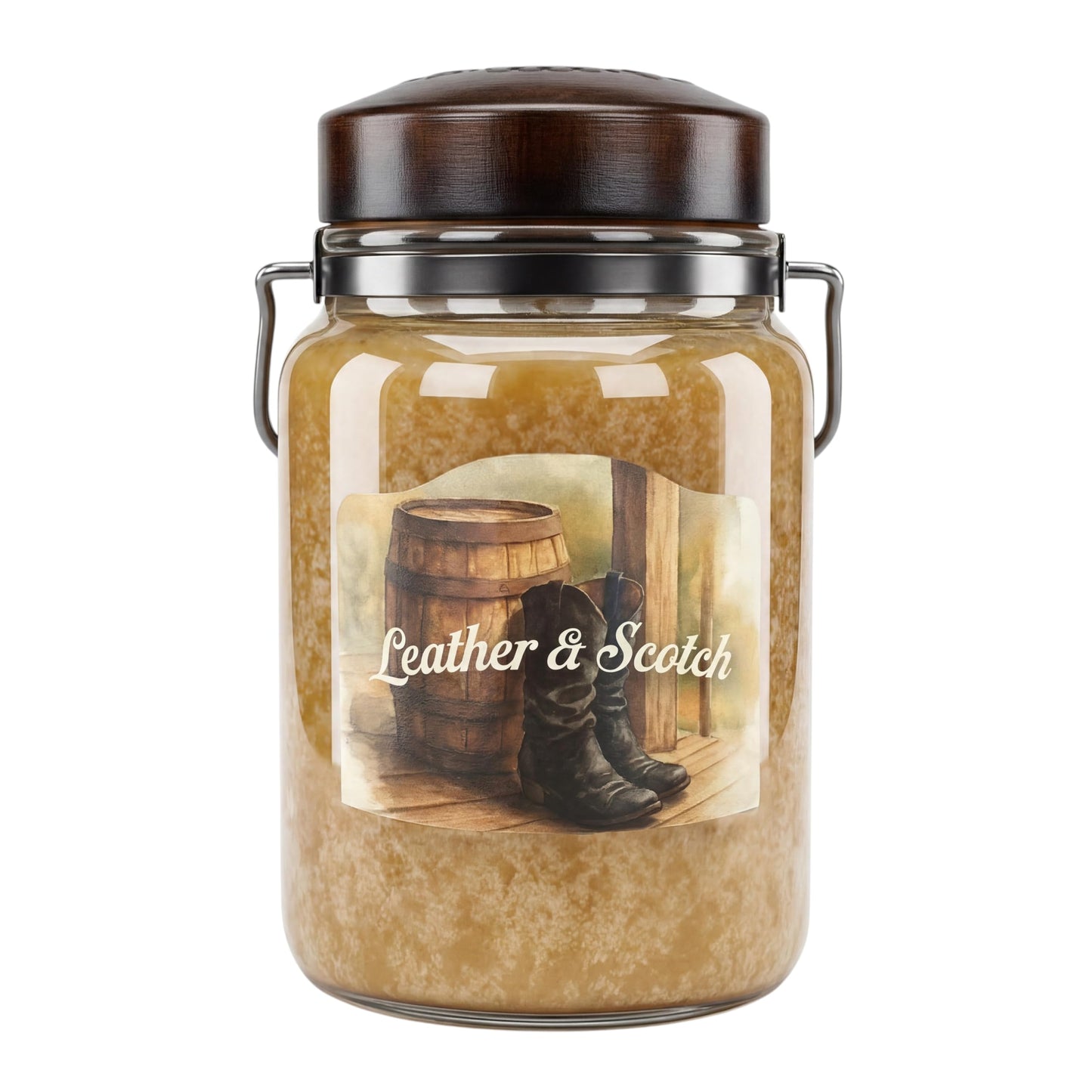 McCall’s Candles | Leather & Scotch | 26 oz Classic Jar Candle | USA-Poured | Rustic Jar with Carrying Handles | Leather & Scotch Fragrance