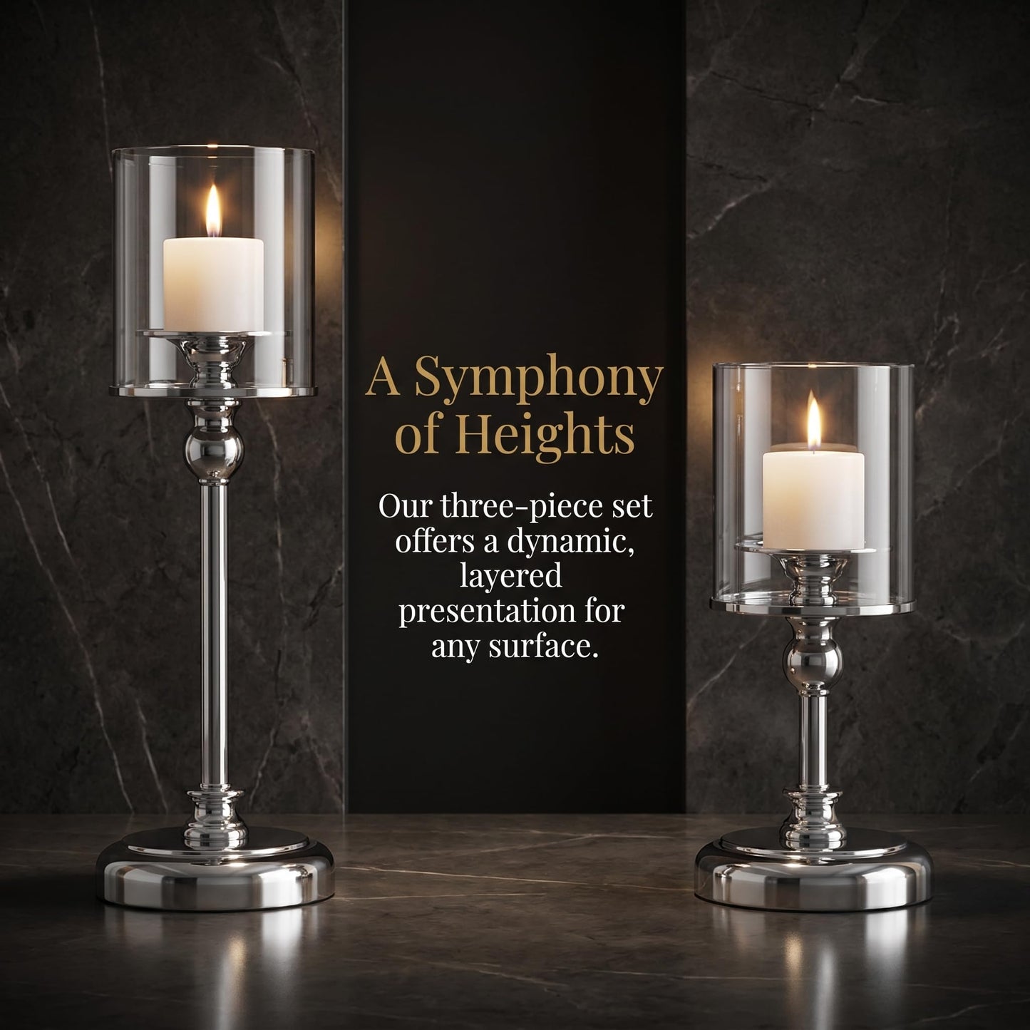 Oakernel Sliver Hurricane Candle Holders - Set of 3 Tall Candlestick Holders Windproof Taper Candle Holders, Metal Stand for Table Centerpiece Outdoor Indoor Wedding Party Holiday Decor