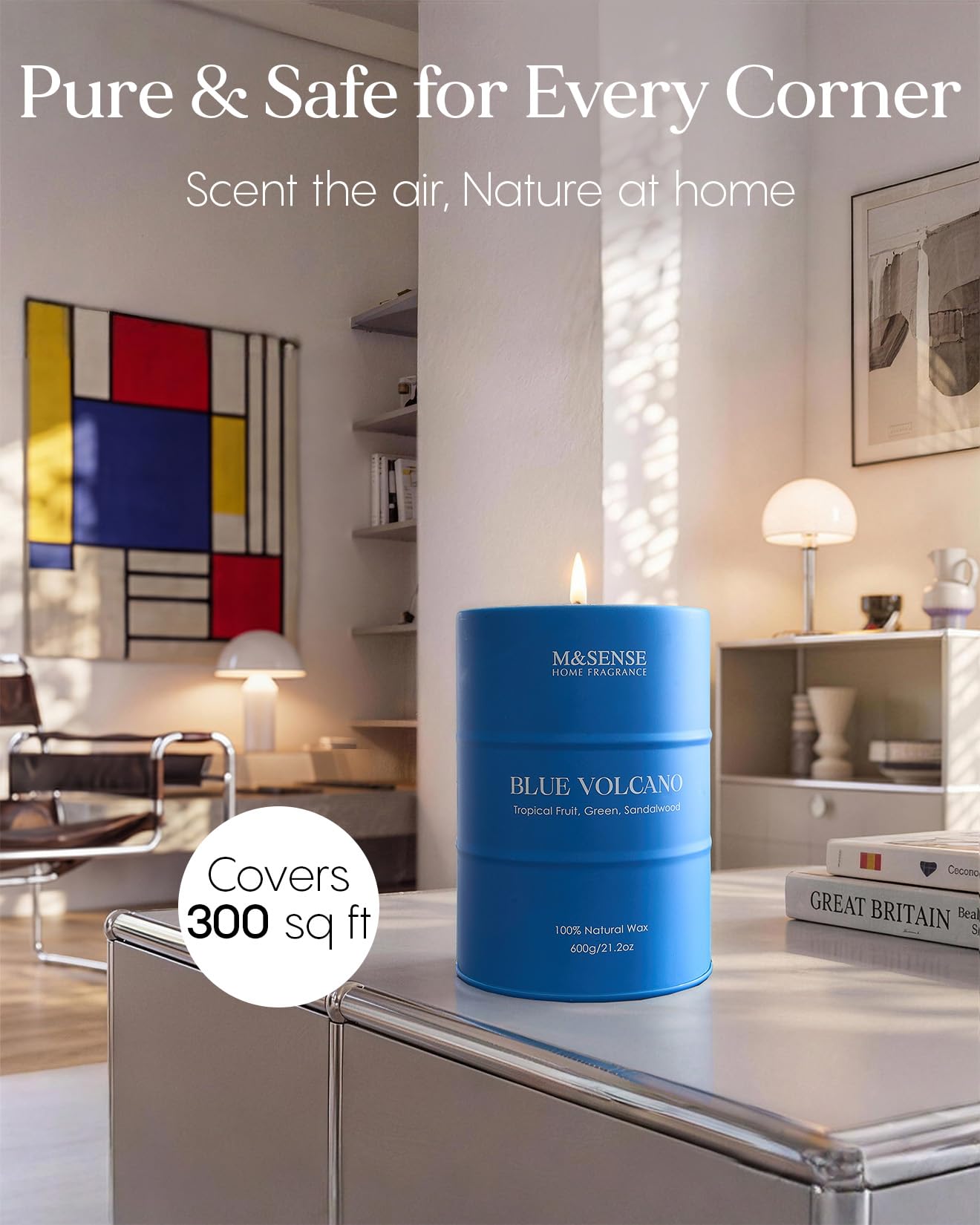 M&SENSE Tropical Fruit Soy Scented Candles Natural Non Toxic, Large Summer Candles 21.2oz 120 Hours Long Lasting Burning, Unique Candle Gifts Cozy Room Decor for Women Men