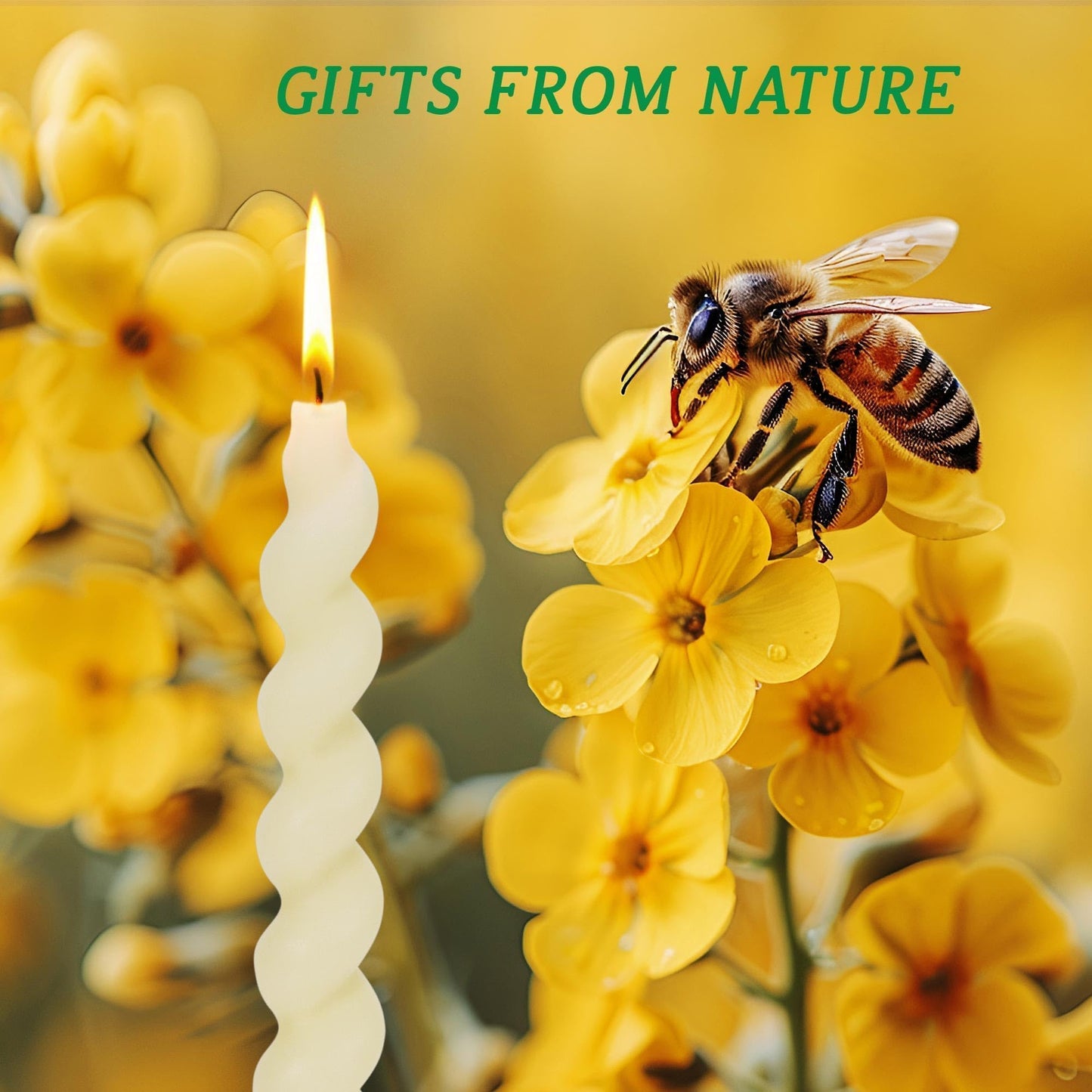 7 inch Natural Pure 100% Spiral Bees Waxs Taperad Candle 4 Packs,Diameter 0.9" Candles Twistad Candl-Unscented Candles and Smokeless for Home Decarations, Party
