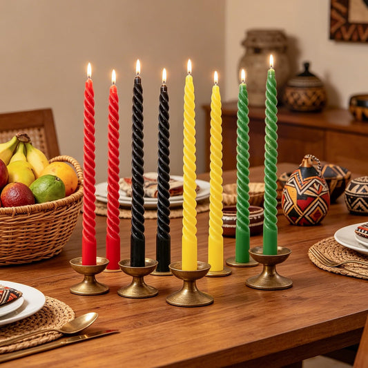 Whaline 8Pcs 10 Inch Kwanzaa Spiral Taper Candles Juneteenth Colorful Dripless Twisted Wax Candles Long Unscented Candle Sticks for Home Decor Holiday Party Supplies (Red, Black, Yellow, Green)