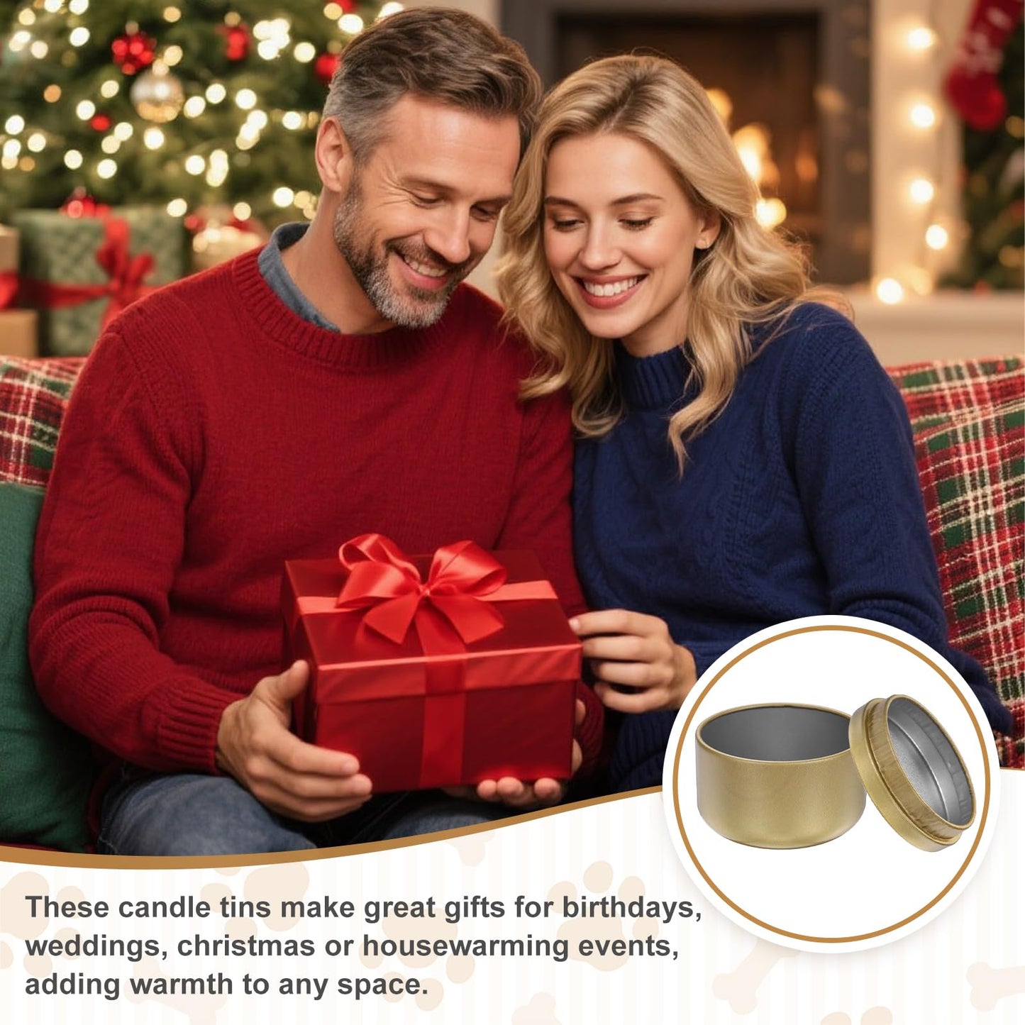 MECCANIXITY 3oz Candle Tins, 16pcs Metal Candle Tins Jars with Lids Round Empty Tin Can Containers Bulk for Storage Tea and Making DIY Arts Crafts Christmas Gifts, Gold Tone