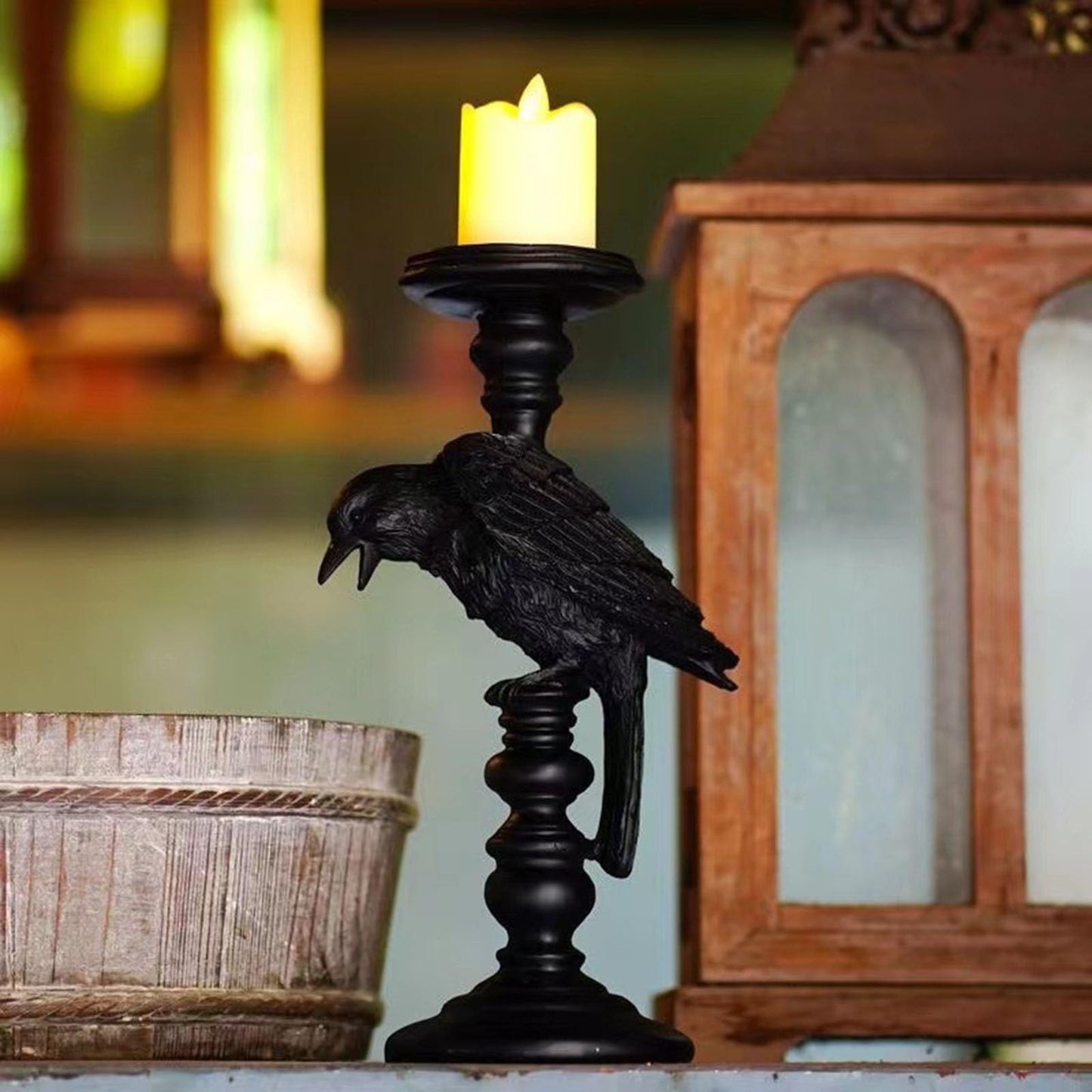 Tea light Holder, Resin Tealight Candle Holders Gothic Decor Candlestick for Halloween Thanksgiving Decor