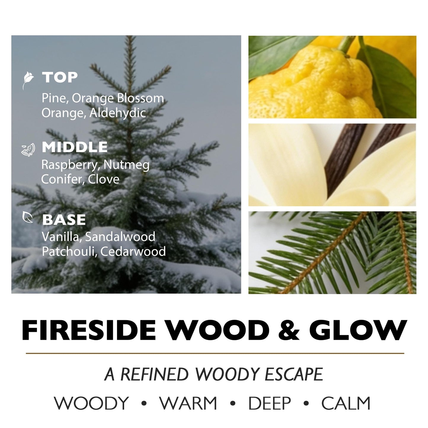 HomeLights 4-Wick Candles for Home Scented - 18oz Soy Wax Blend Candle Long-Lasting Fragrance, Industrial Chic Home Decor and Housewarming Gifts, Fireside Wood & Glow