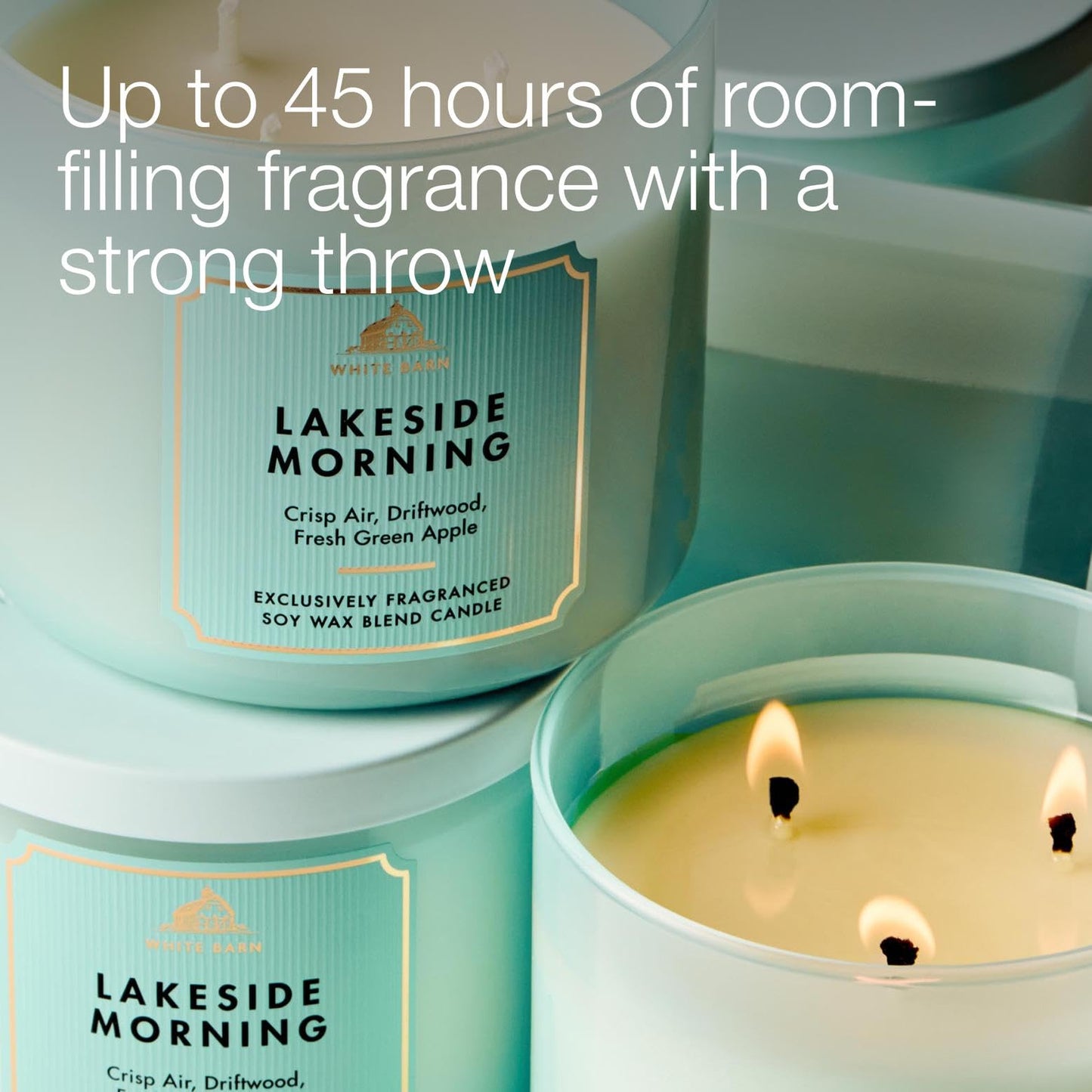 Bath & Body Works Lakeside Morning 3-Wick Candle - Scented Candle for At-Home Use - Long-Lasting, Room-Filling Fragrance - High Fragrance Oil Concentration - Soy Wax Blend