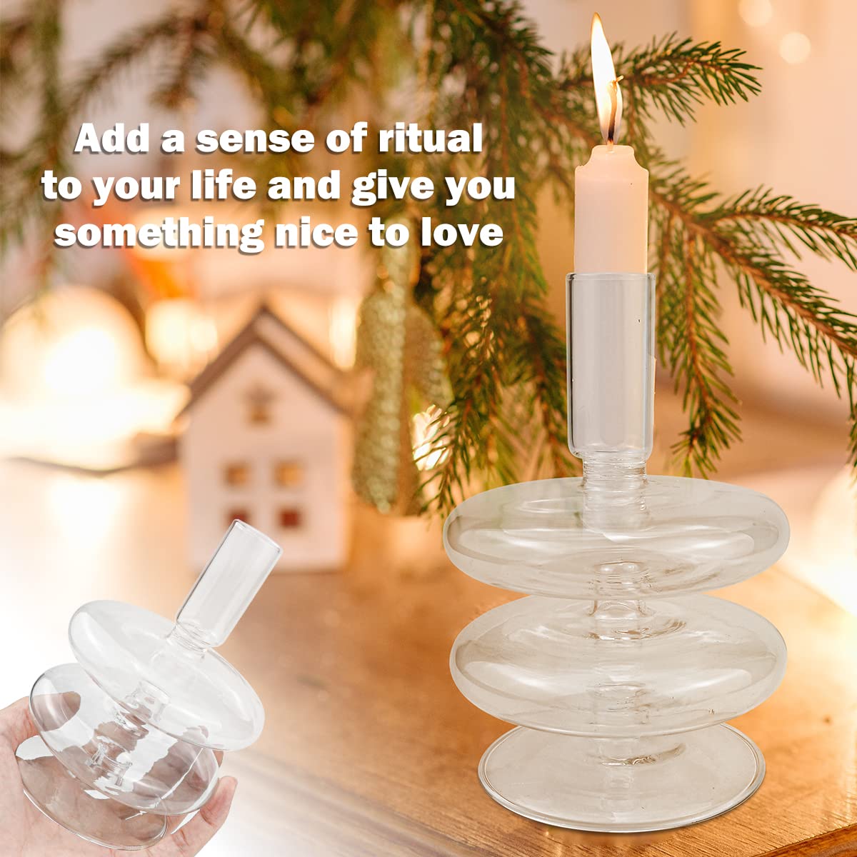 LNQ LUNIQI Clear Taper Candle Holders Glass Candle Stick Holder Modern Candle Holders for Tapered Candlesticks Wedding Reception Centerpieces Christmas（Transparent）