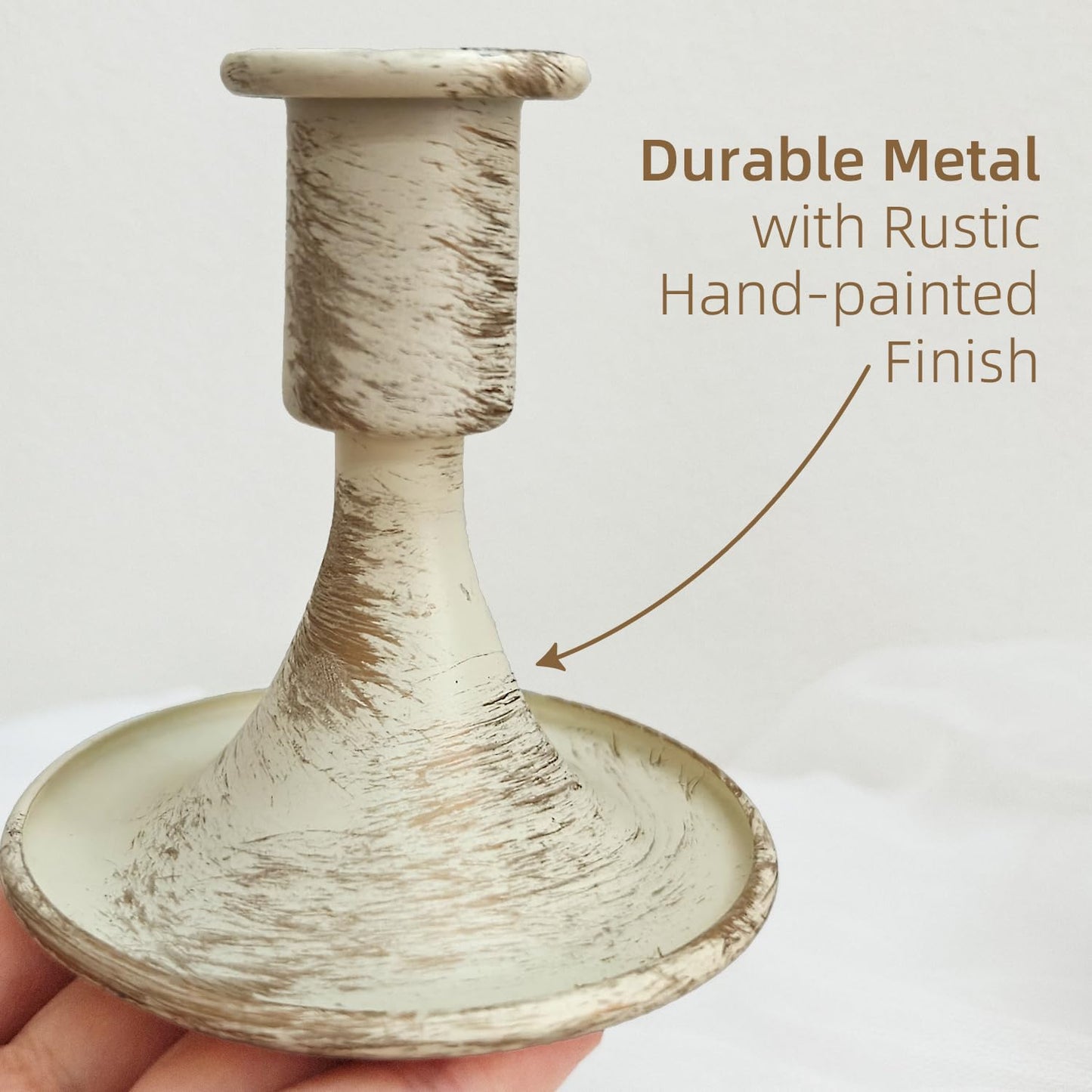 Unity Wedding Candle Holders - Taper Candle Holders for Pillar Candles, 3 Piece Metal White Unity Candlestick Holder – Rustic Farmhouse Style Home Decor for Ceremony, Anniversary