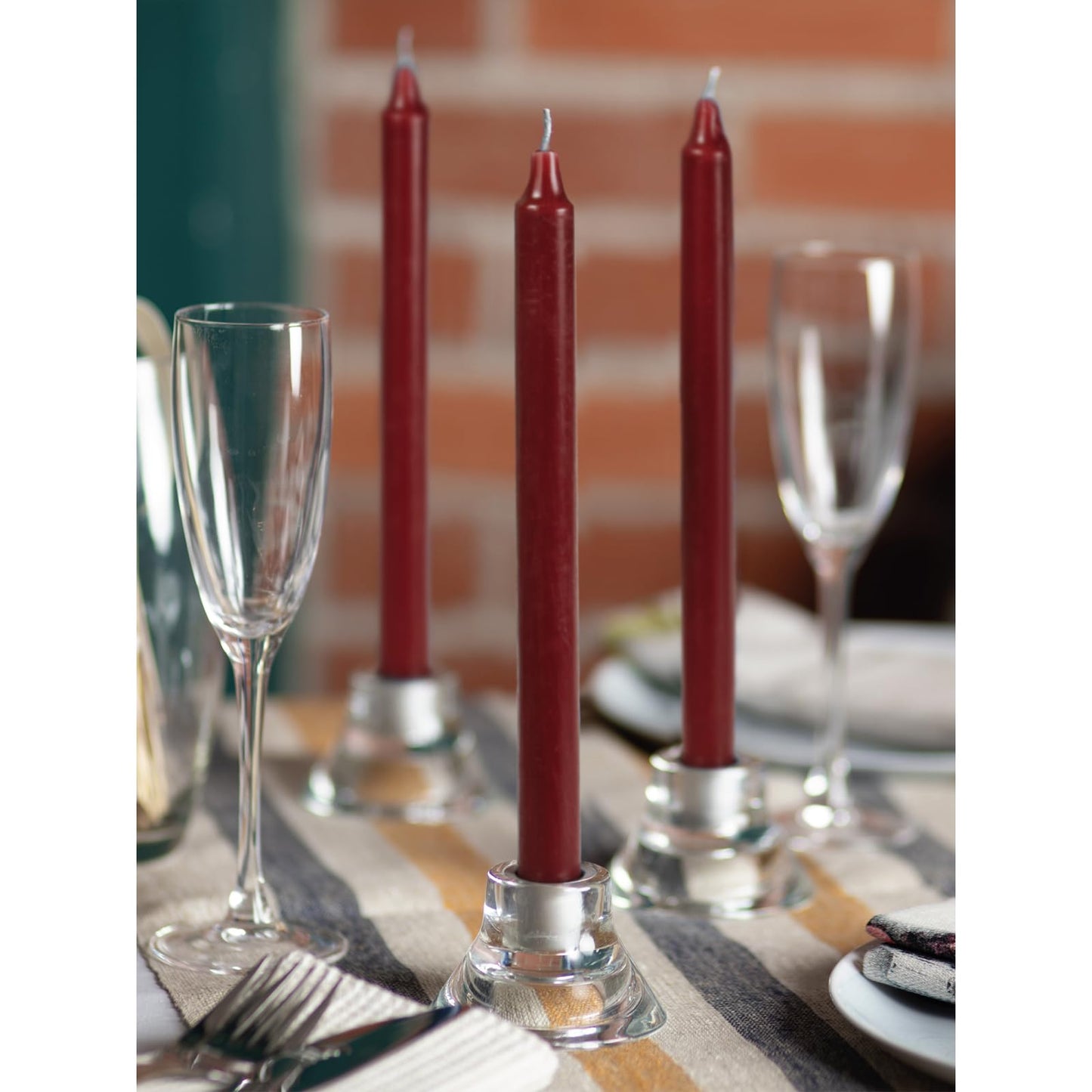 CANDWAX Bordeaux Taper Candles Pack of 4 - Slow Burning Dripless Unscented Straight Candles 12 inch - Ideal for Dinner Table - Smokeless Long Candlesticks