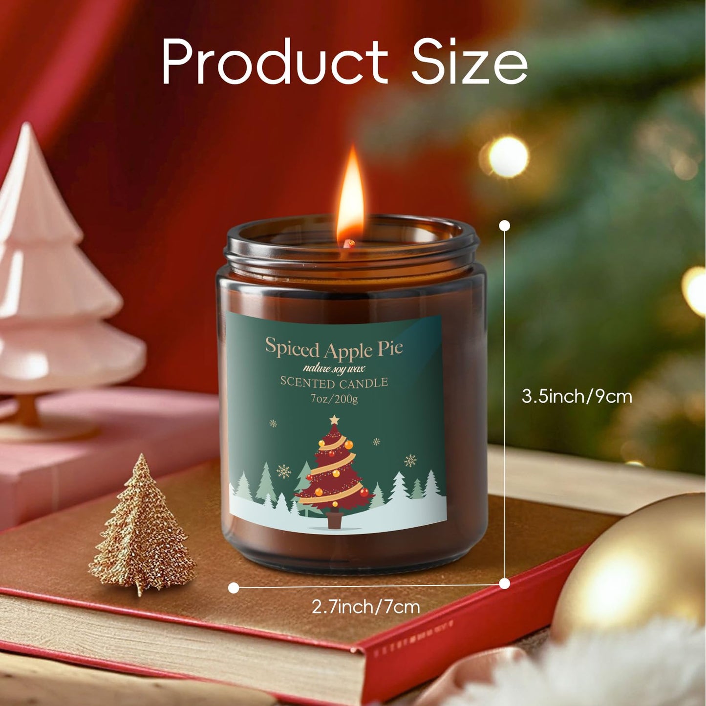 Christmas Candles Gift Set for Women, Scented Soy Candles for Home, 4 Pack 7 oz Fall Fragrance of Smoky Ebony/Spiced Apple Pie/Lavender Cedar/Forest Berries