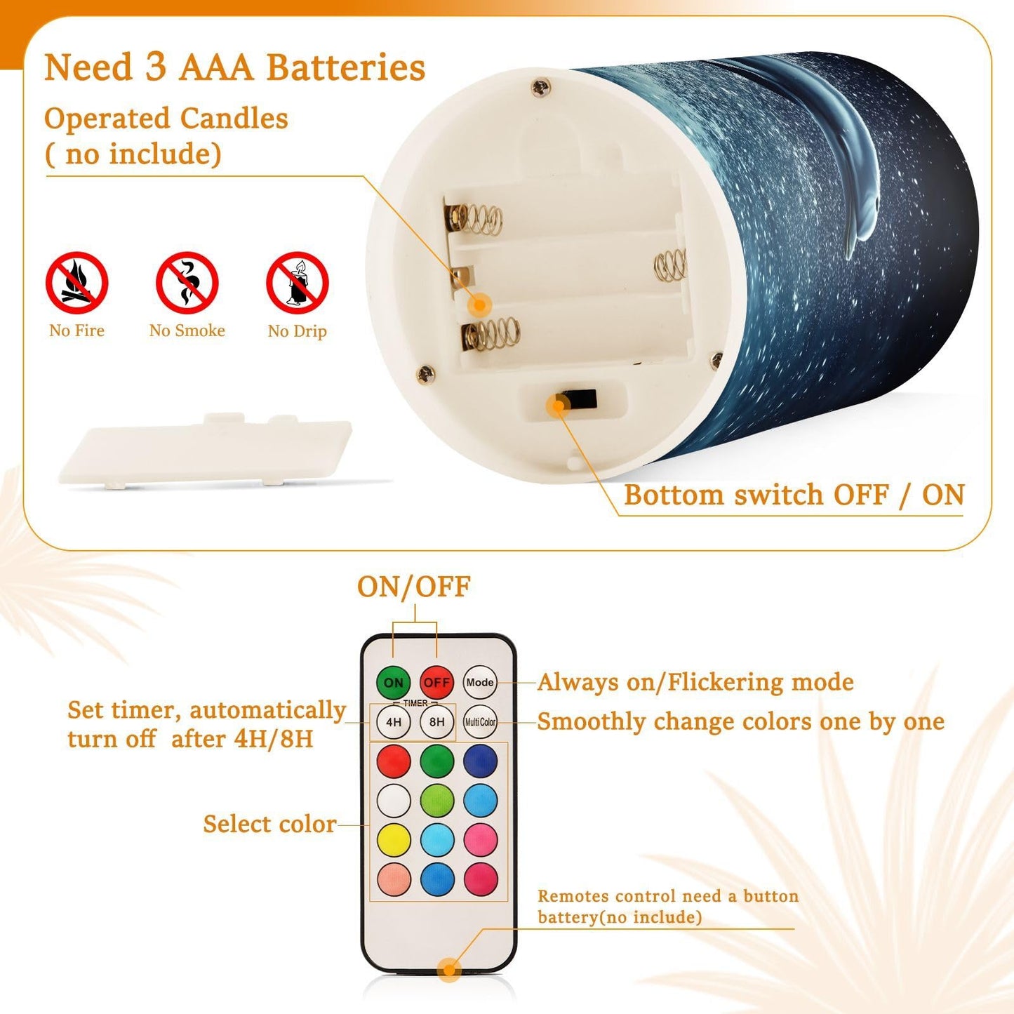 ALAZA Flameless Candles with Remote Timer,Ocean Dolphin Battery Operated Candles Set of 2 LED Tea Lights Flickering Pillar Votive Candles for Indoor Outdoor Decor