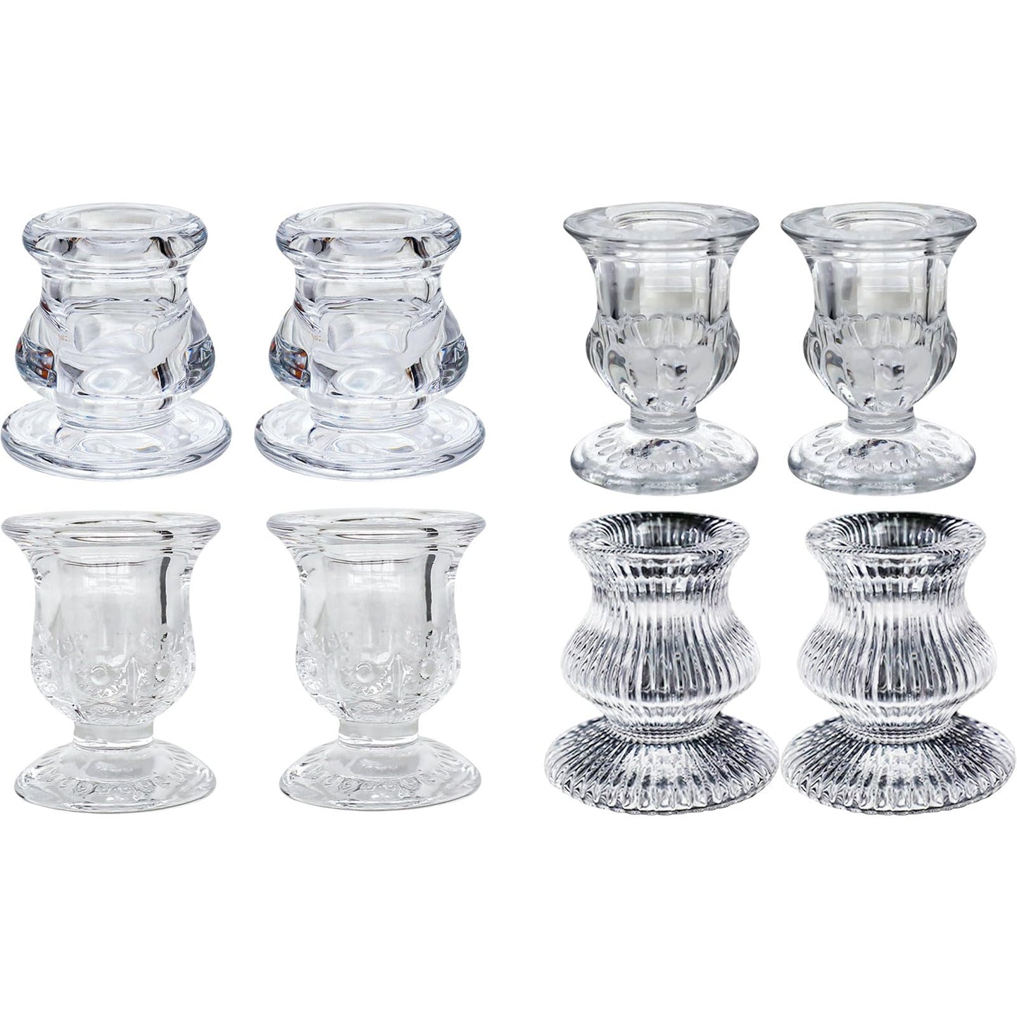 Sophisticated Glass Taper Holders Set of 2 for Wedding Celebration & Festival Home Decors Clear Accessories Wedding Table Decors