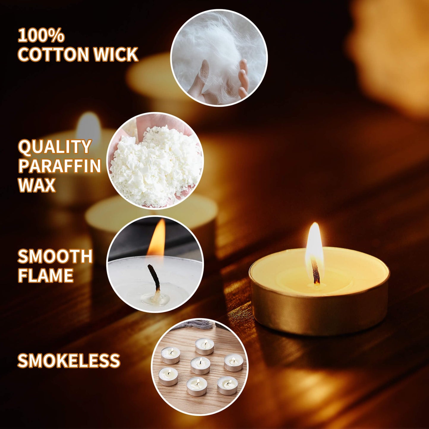 UNBREAKABLE - Tea Light Candles 30 Pack – Unscented Long Lasting 2.5 Hour Burn – White Smokeless Tealights for Decoration, Holiday, Party, Wedding, Home Use