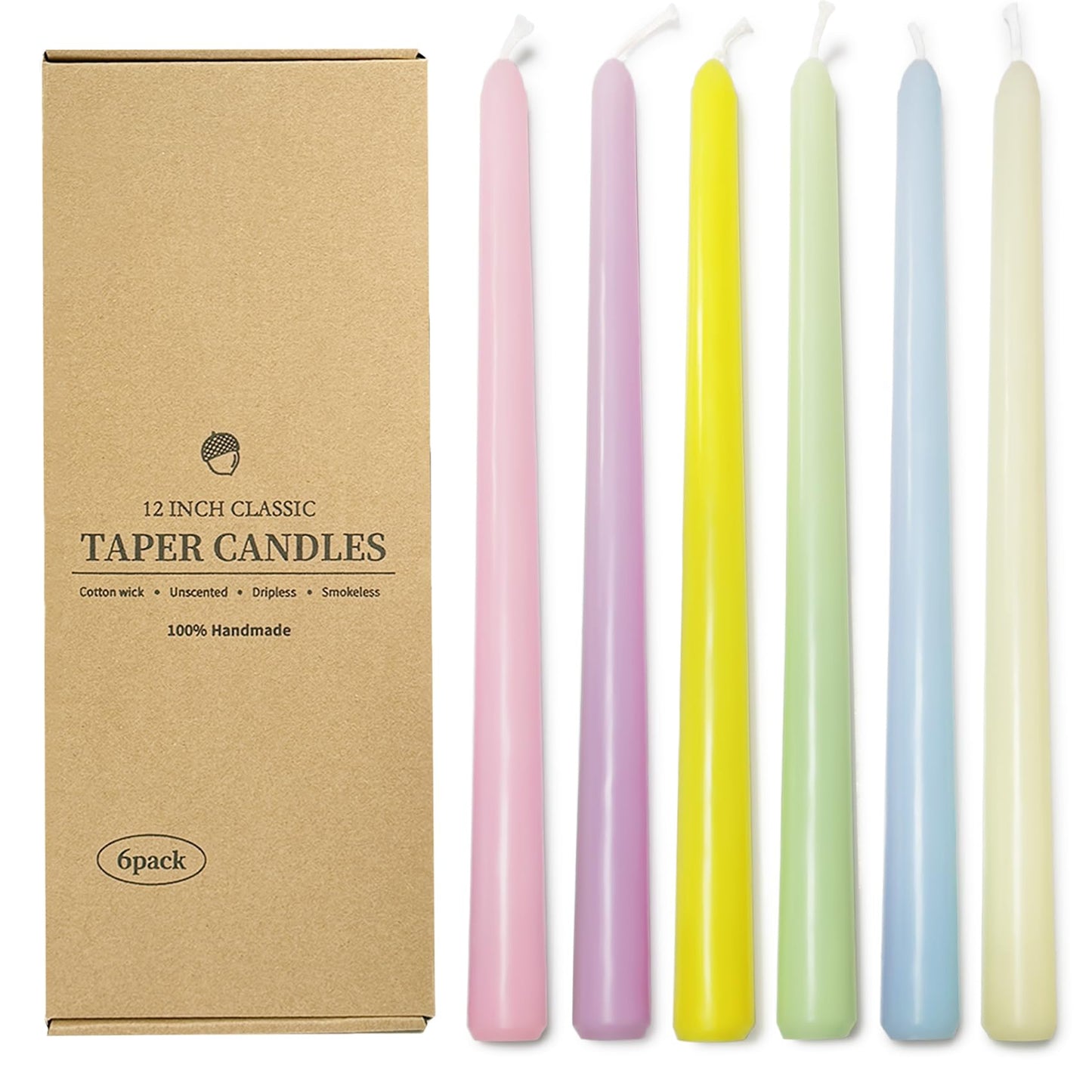 Long Taper Candles 6 Pcs Unscented Taper Candlesticks for Dinner Home Decor Kitchen Wedding Birthday Party Decorations