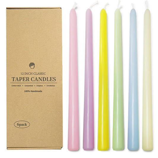 Long Taper Candles 6 Pcs Unscented Taper Candlesticks for Dinner Home Decor Kitchen Wedding Birthday Party Decorations