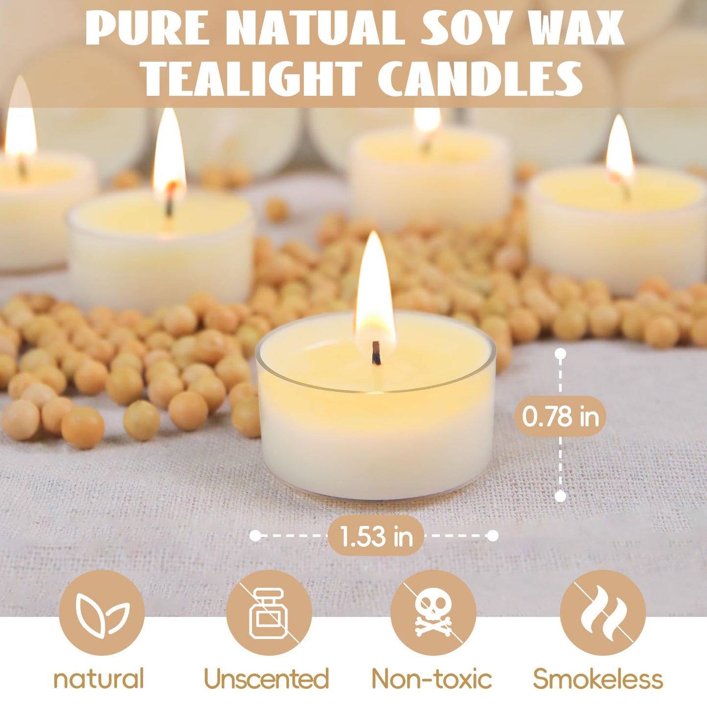 Soy Tealight Candles 170 Pack,6 hours/8hours Long Burning