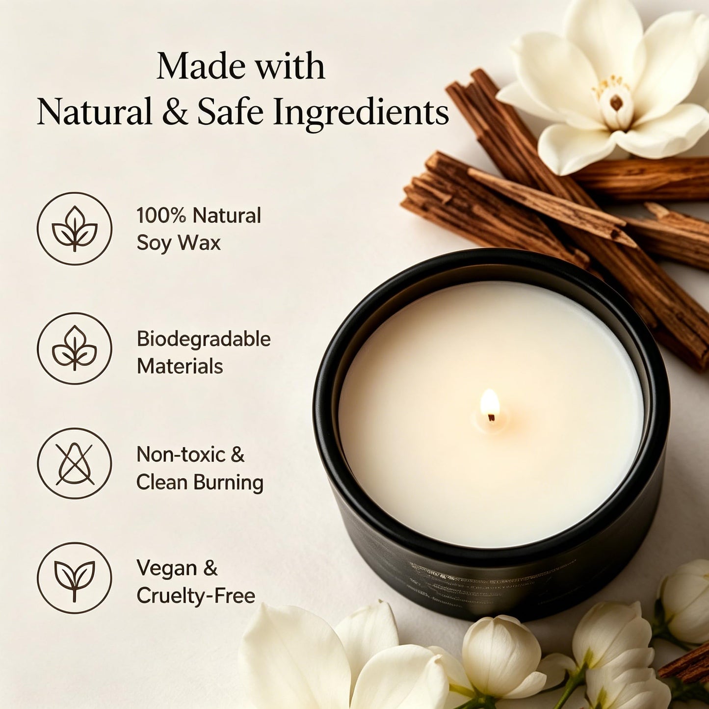 Scented Candle for Sleep & Relaxation, Magnolia Sandalwood Soy Candle, Long Lasting 50 Hour Burn, Floral Woody Home Aromatherapy Candle for Bedroom, Yoga, Bath Self Care & Gifts