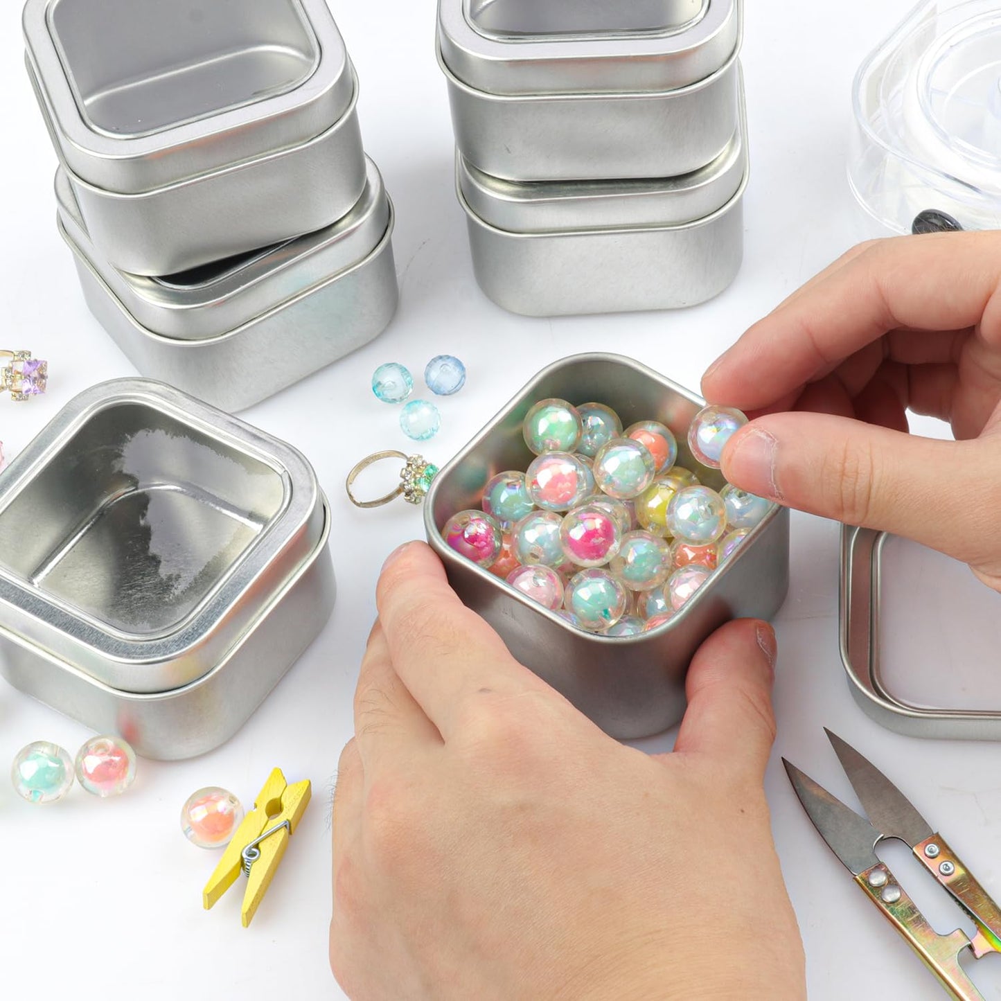 GENHAKON 40 Pack 4 oz Square Metal Tins, Square Candle Tins with Clear Window, Perfect for Candle Making, Gifts & DIY Projects