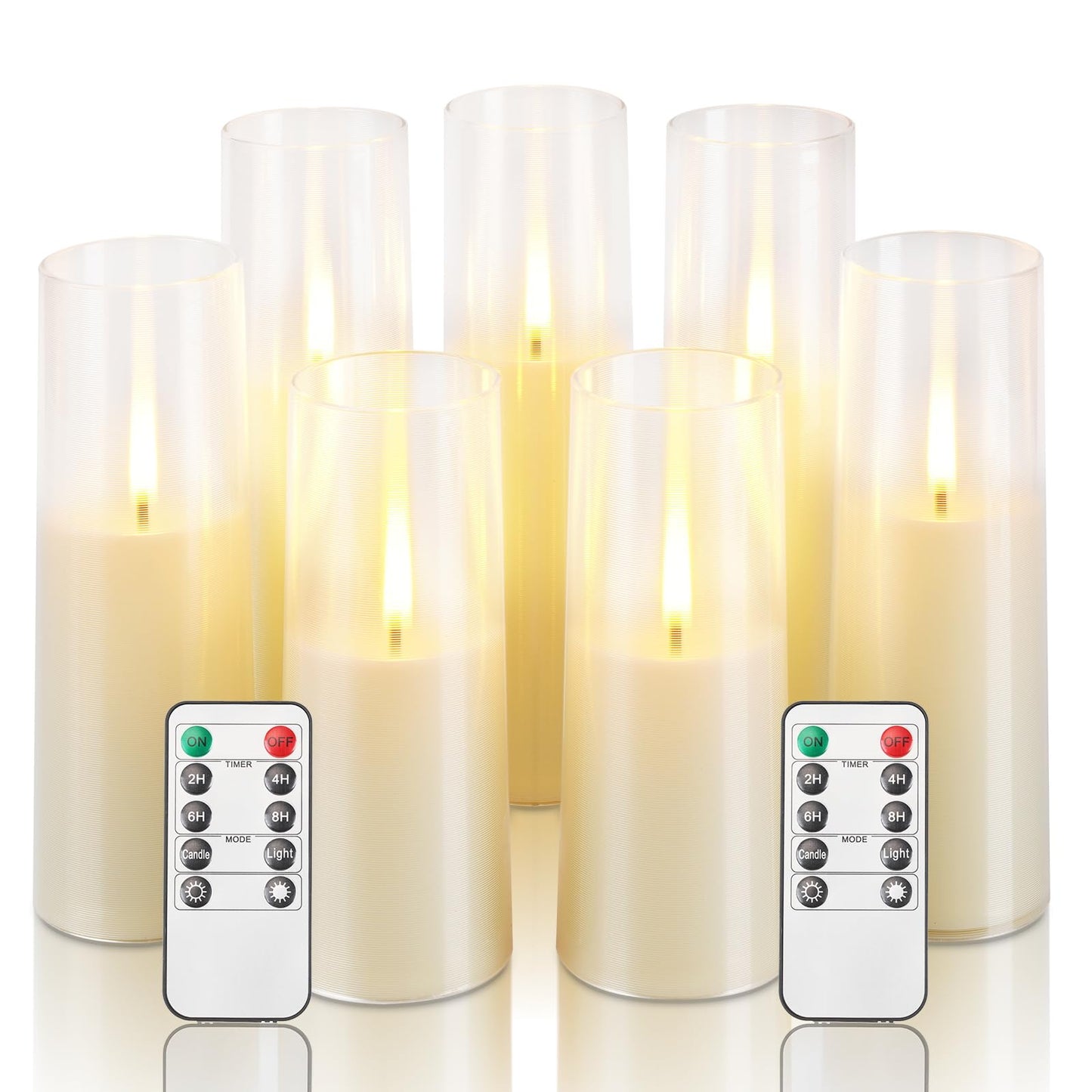 Homemory Ivory Flameless LED Candles with Remote Control & Timer, Battery Operated, Modern Design, Set of 7 for Home Decor, Wedding, or Events