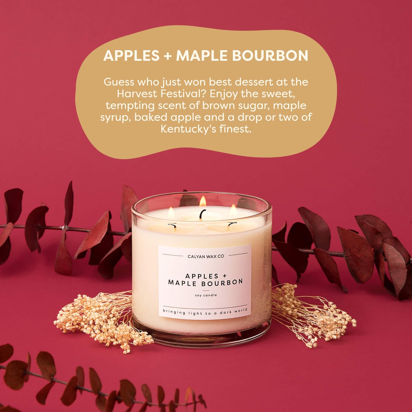 Calyan Wax Co. Fall 3 Wick Scented Candle Gift Set - 4 Luxury Autumn Scented Candles - 43 Hour Burn - 3 Wick Clean Soy Wax Candles - Long Lasting Large Glass Jar Candle for Home - 14.9oz