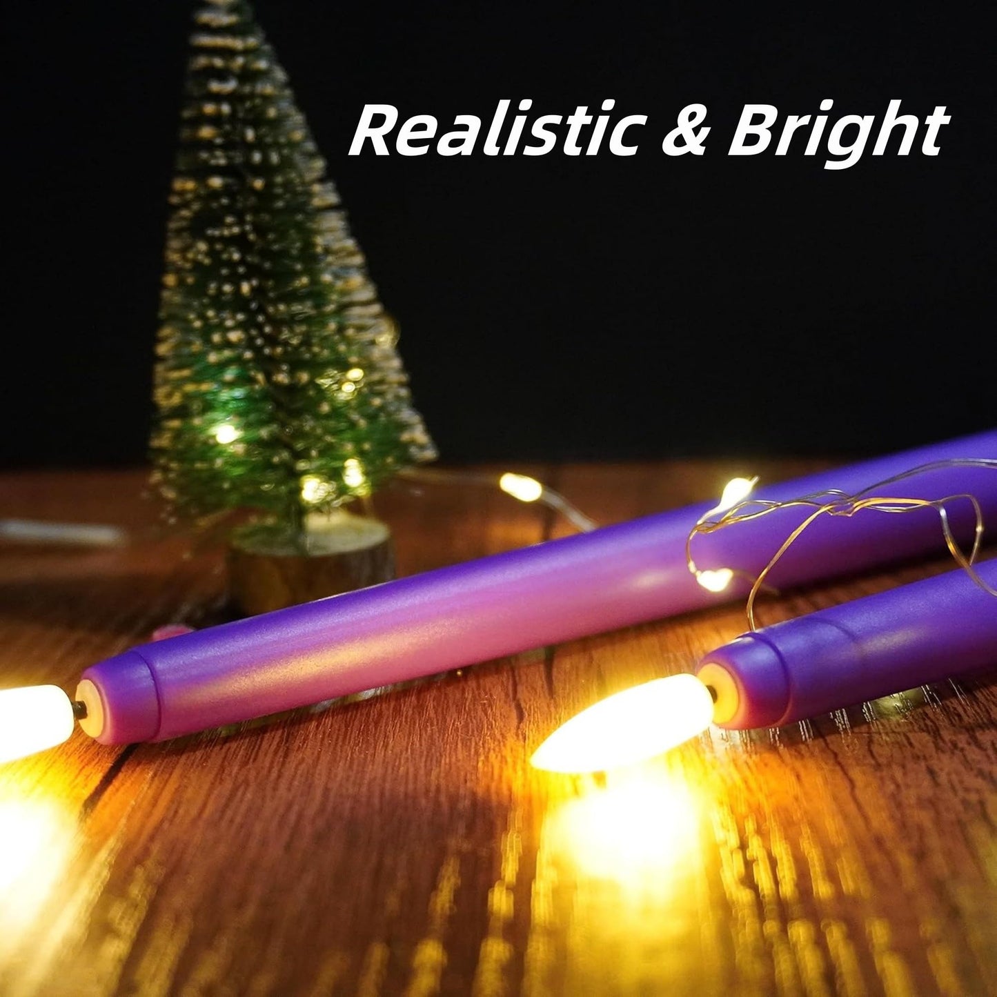 Ni-JASW Purple Flameless Taper Candles with Remote, Flickering Battery LED Candlesticks Home Decor Set of 12