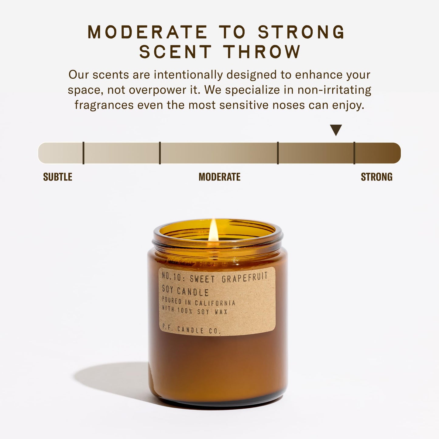 P.F. Candle Co. Sweet Grapefruit Classic Standard Scented Soy Wax Candle (7.2 oz) 40-50 Hour Burn Time, Amber Glass Jar, Made in The U.S.A.