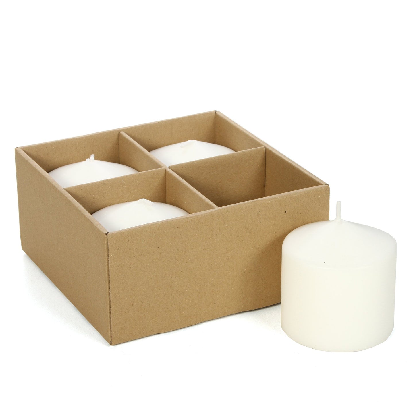 Hosley Set of 2 White Wooden Pillar Candle Holder 7 Inch High Bundle with Set of 4, 3 Inches High, White Unscented Pillar Candles