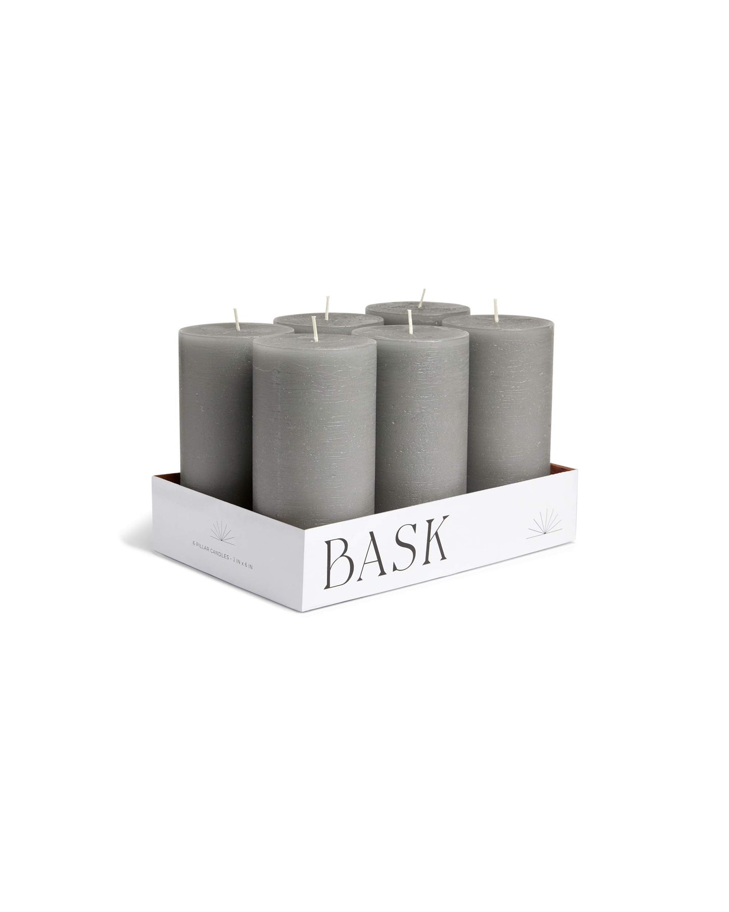 Mottled Pillar Candles by Bask - Set of 6-3" x 6" Dripless Unscented Candles in Grey for Home Decor, Relaxation & All Occasions